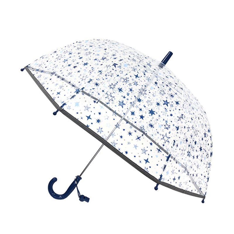 Kinderregenschirm blaue Sterne Transparent