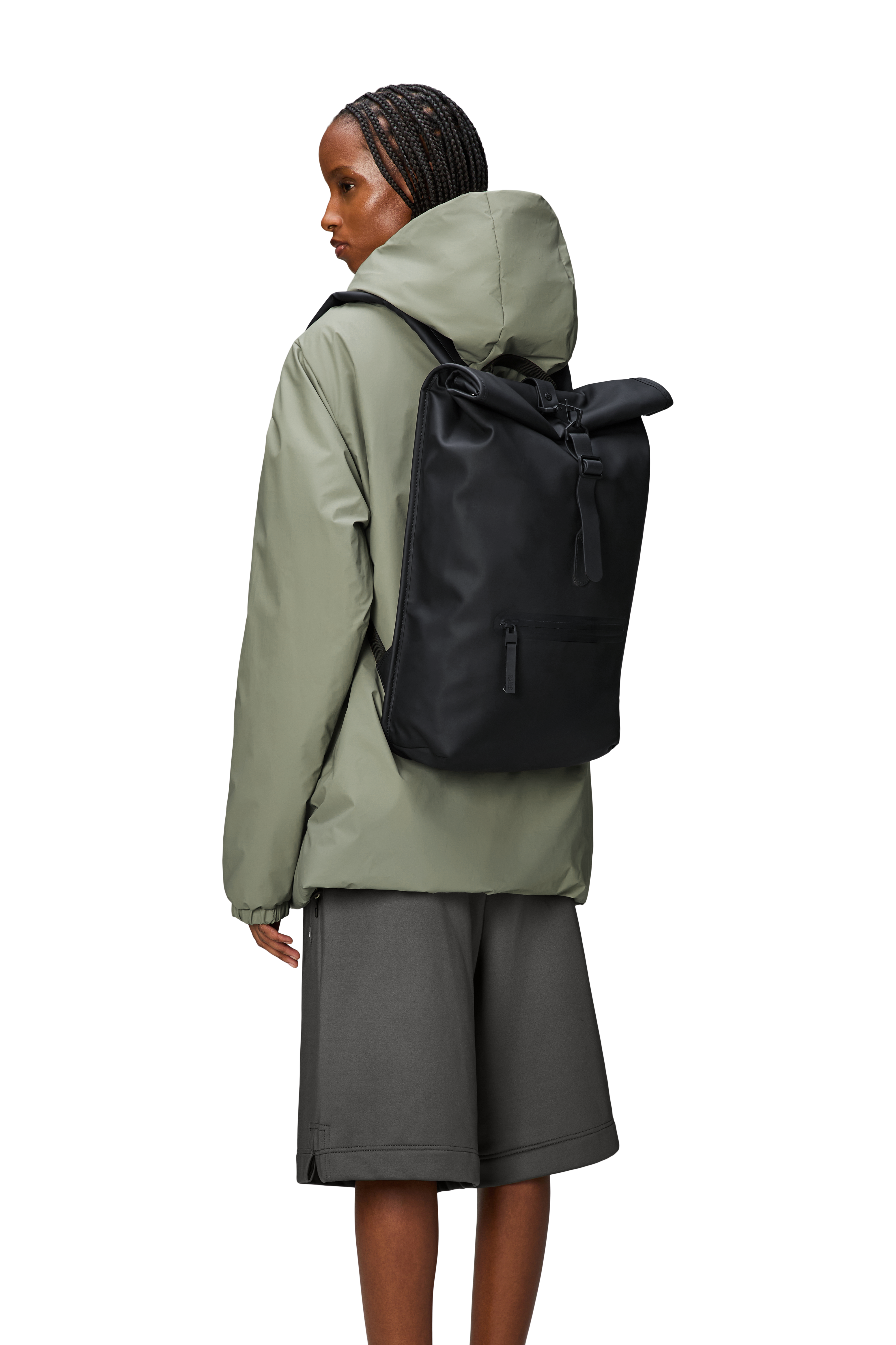 RAINS Rolltop Rucksack W3 Black