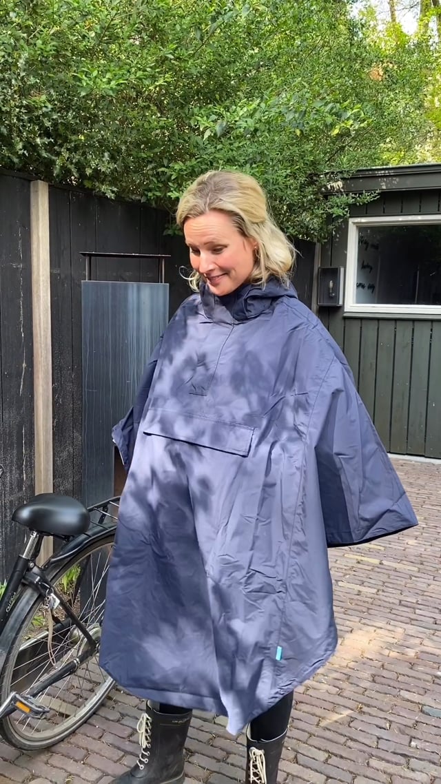 Happy Rainy Days Bikecape Reflectie Navy Donkerblauw