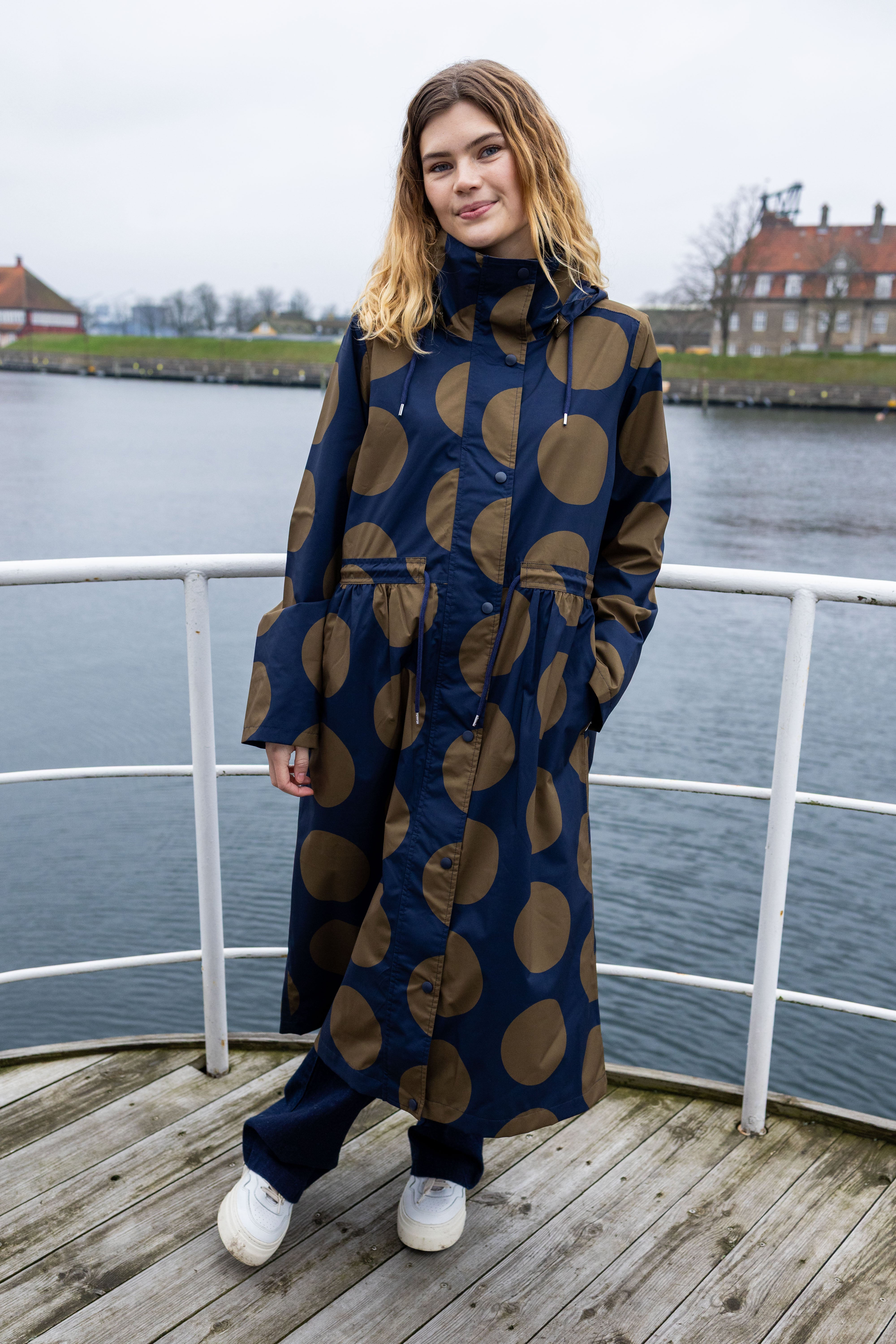 Danefae DaneThunder Regenjas Dames Dark Navy/ Olive Megadots