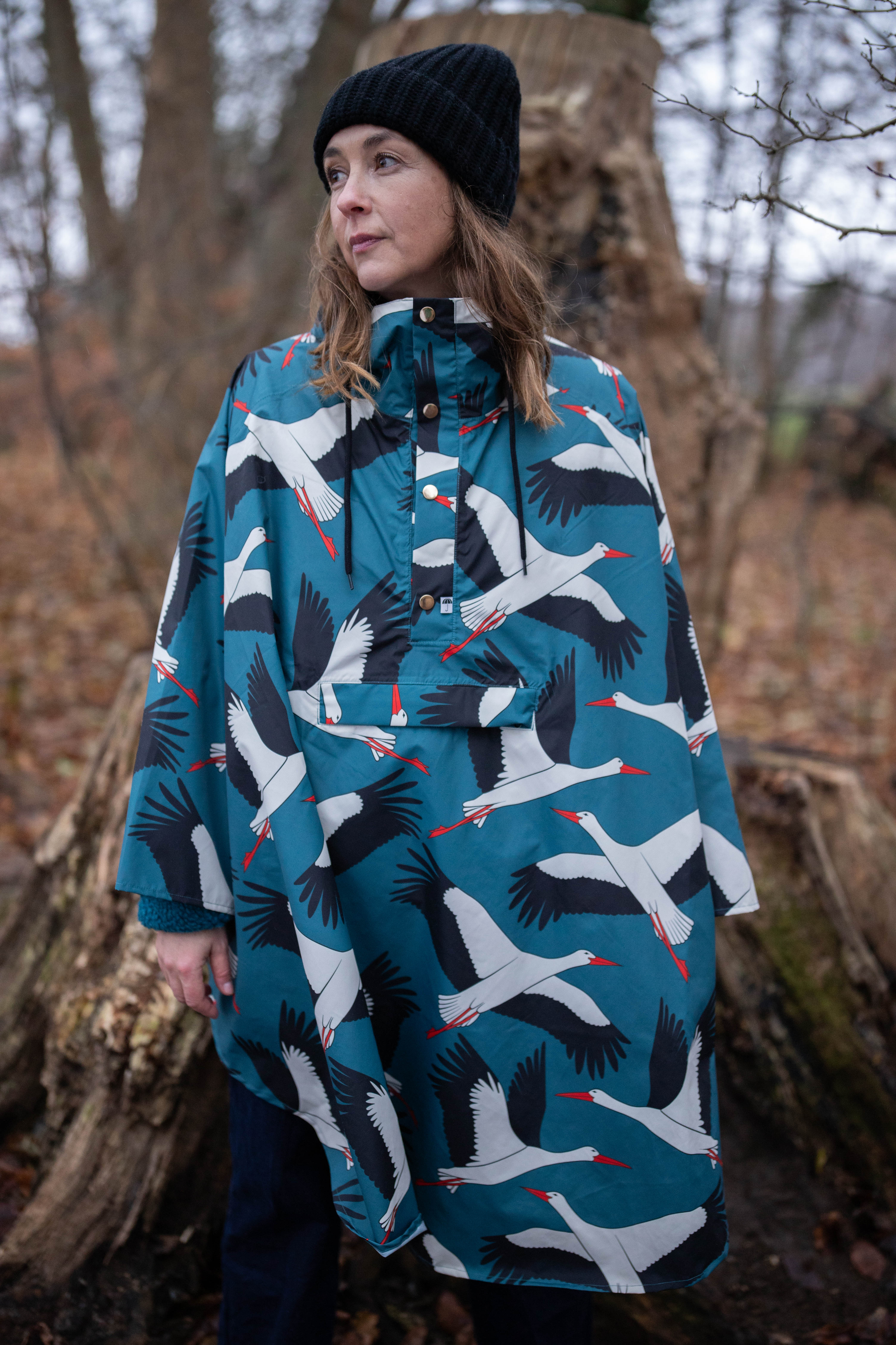 Danefae Danebodil Rainponcho Dark Slate Big Stork voorzijde