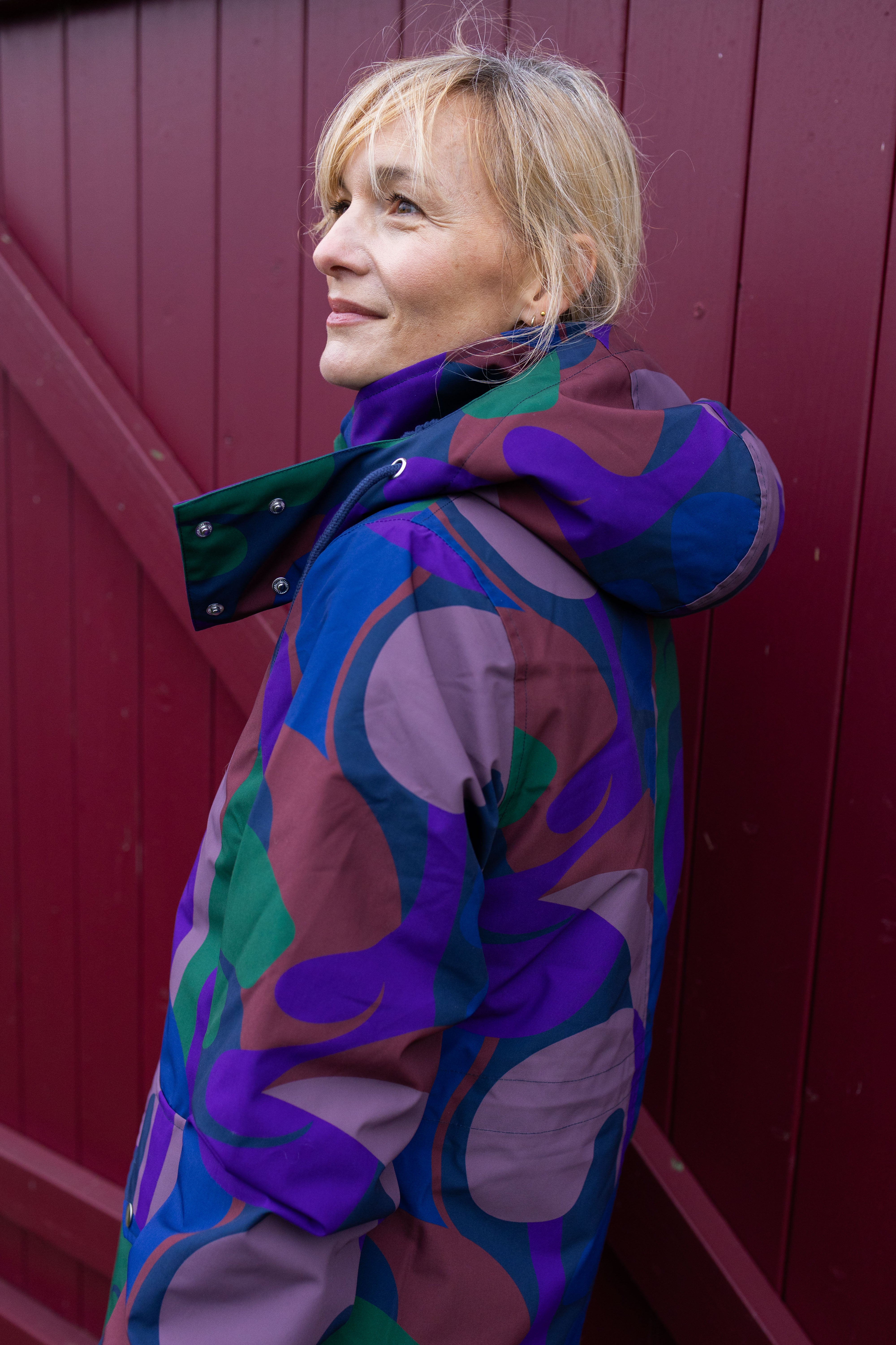Danefae Regenjas Dames Daneturell Grey Plum Trops zijzijde