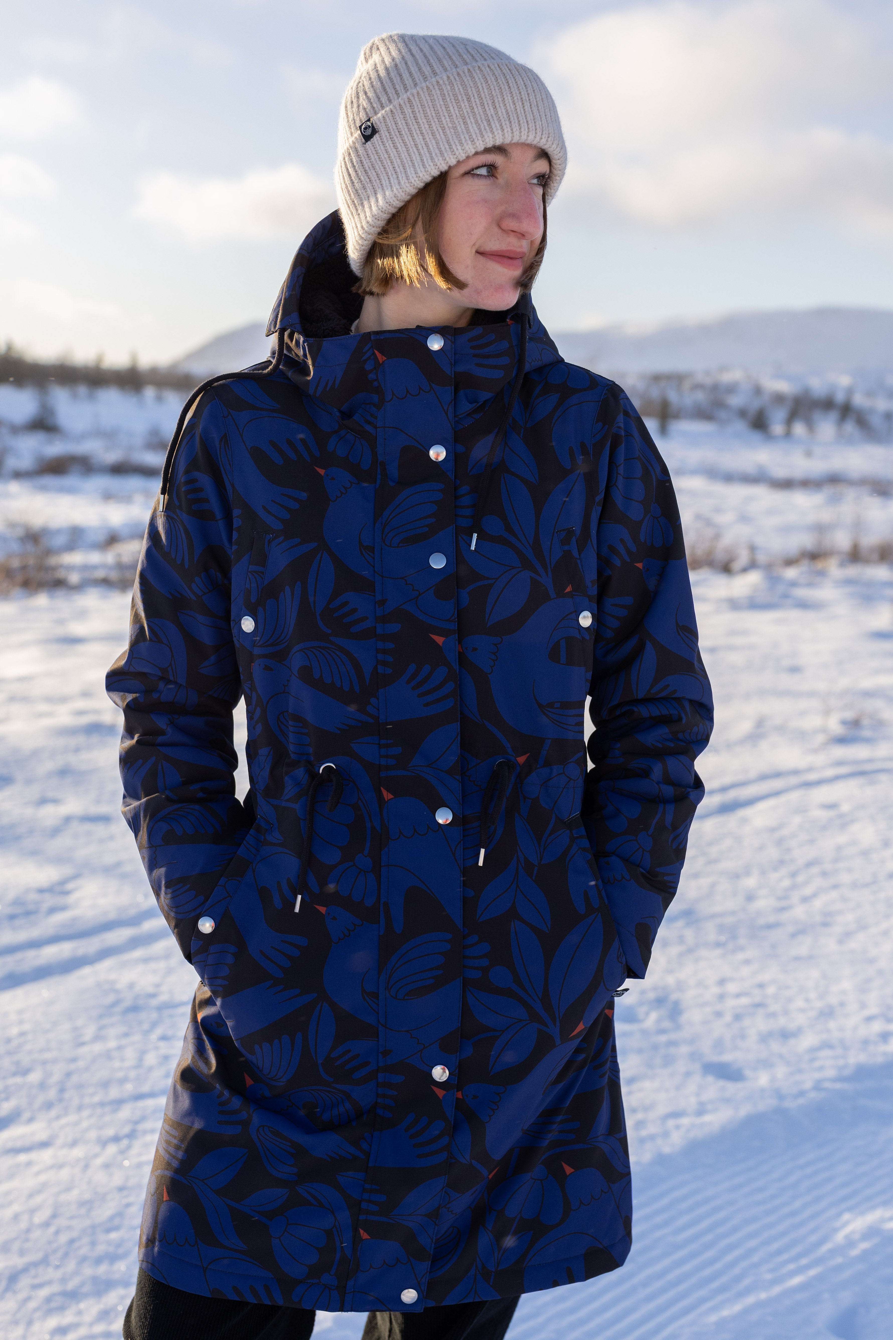 Danefae Winter Regenparka Dames Danenora Black/ Deep Blue Birdieup winter1