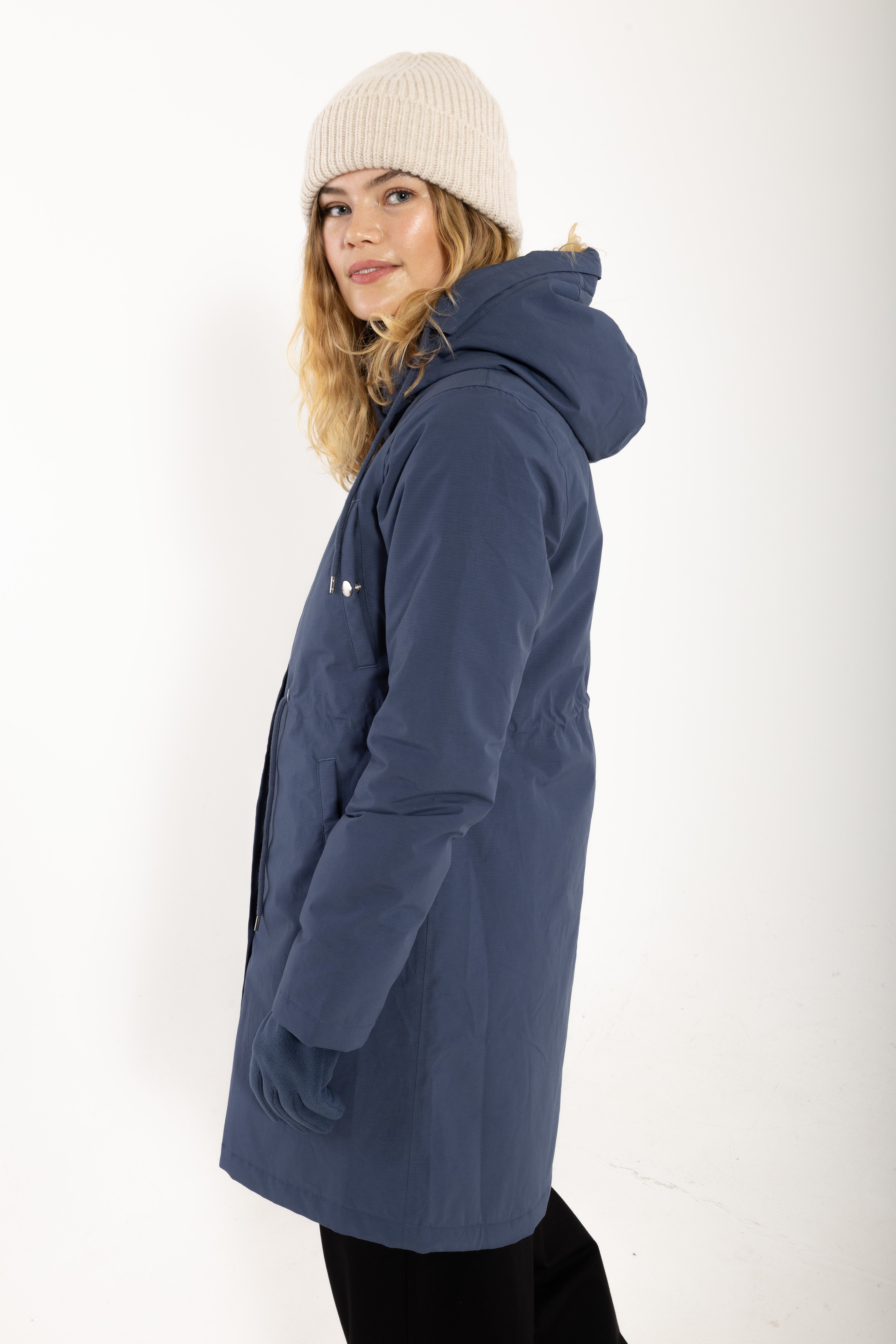 Danefae Winter Regenparka Dames Danenora Dark Grey Blue zijkant