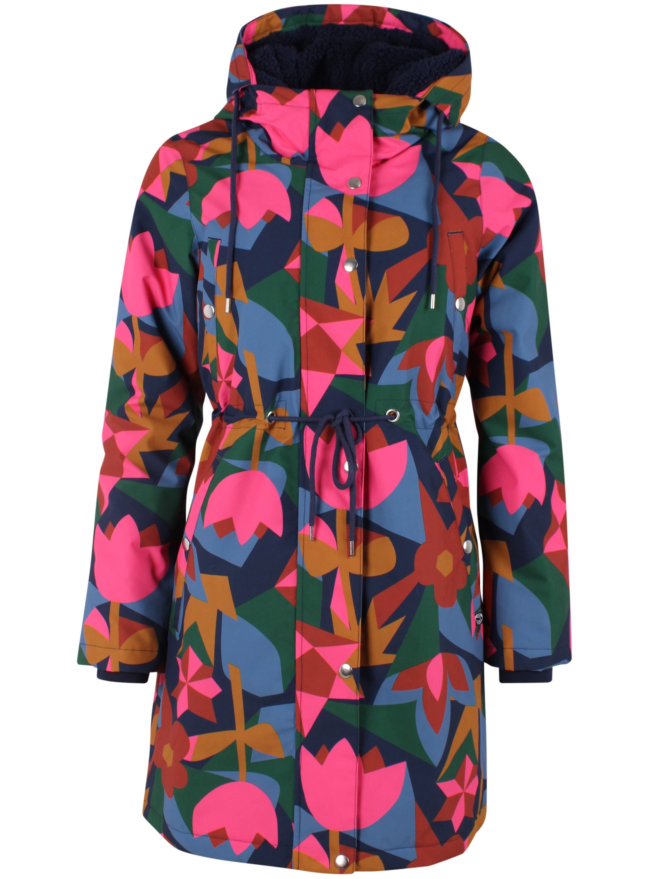 Danefae Winter Regenparka Dames Danenora Dark Navy/ Soft Cherry Geofleur front