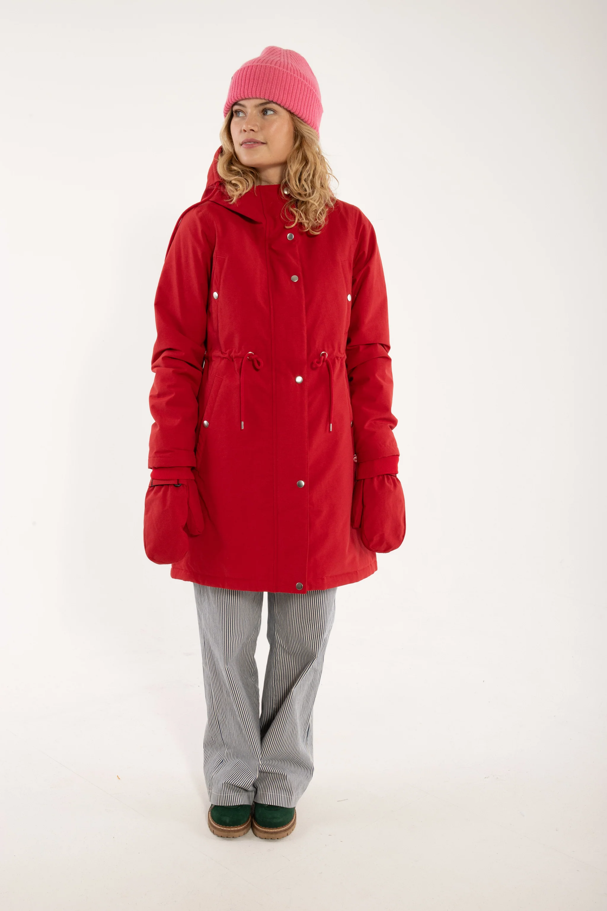 Danefae Winter Regenparka Dames Danenora Dark Red model voorzijde