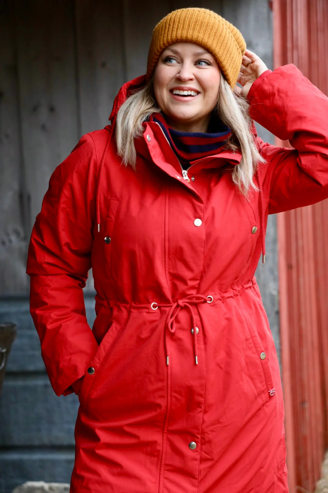 Danefae Winter Regenparka Dames Danenora Dark Red voor