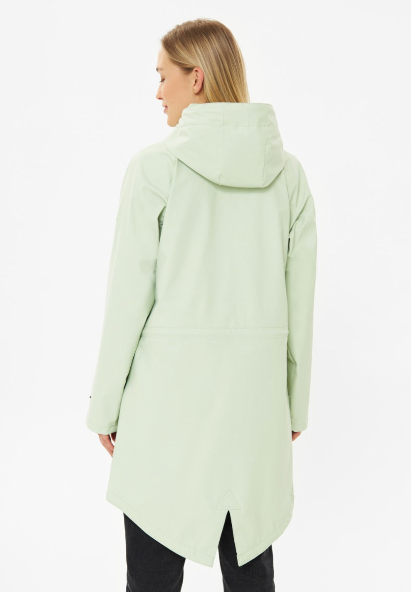 Derbe Regenjas Dames Traveby Friese Island Fog Green back