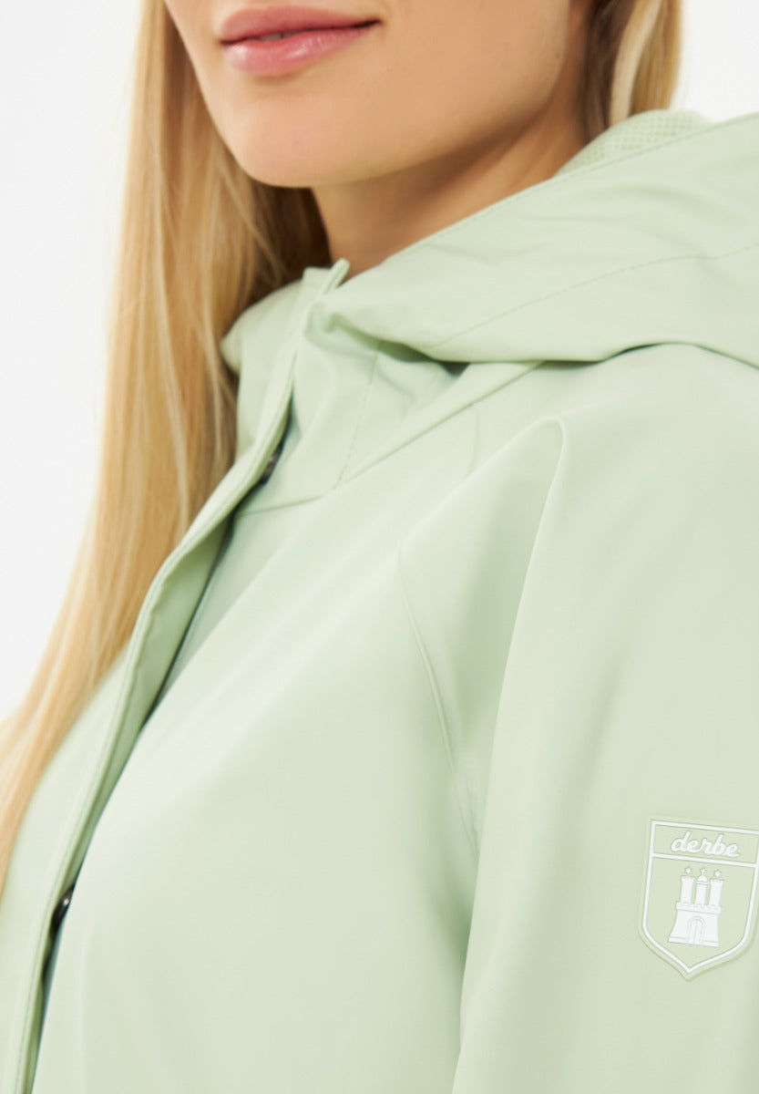 Derbe Regenjas Dames Traveby Friese Island Fog Green detail