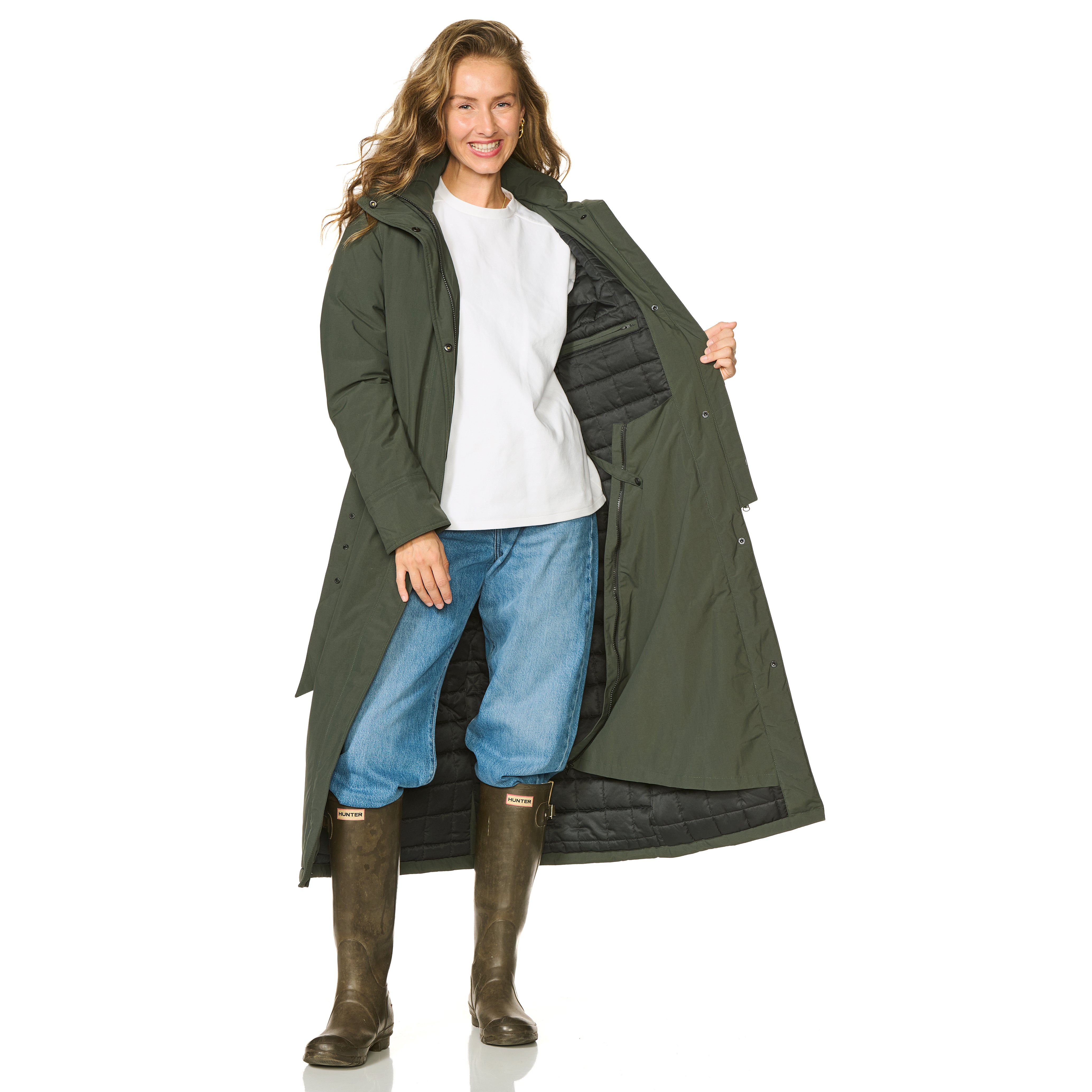 Happy Rainy Days Extra langer Regenmantel gepolstert Toronto Dunkelgrün