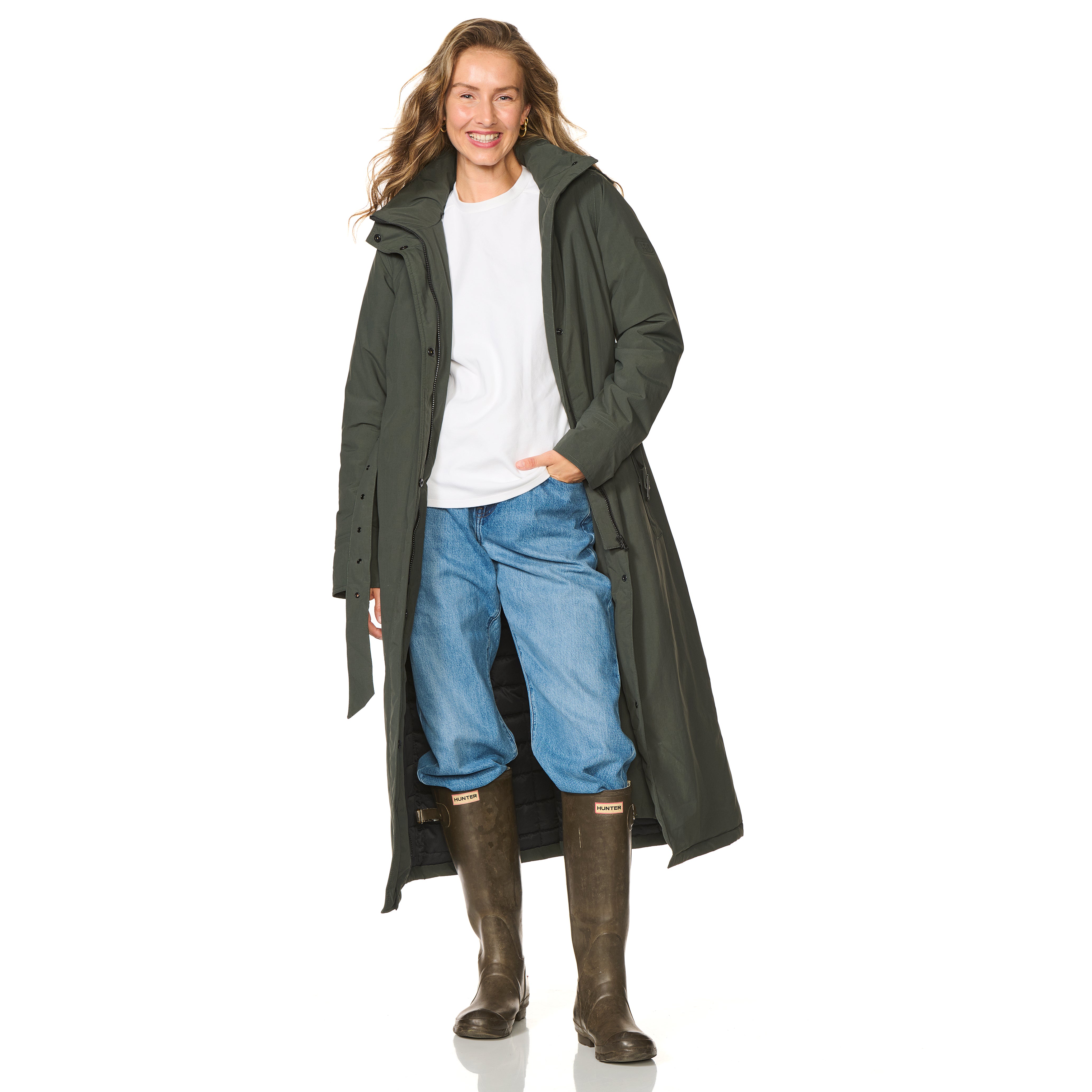 Happy Rainy Days Extra langer Regenmantel gepolstert Toronto Dunkelgrün