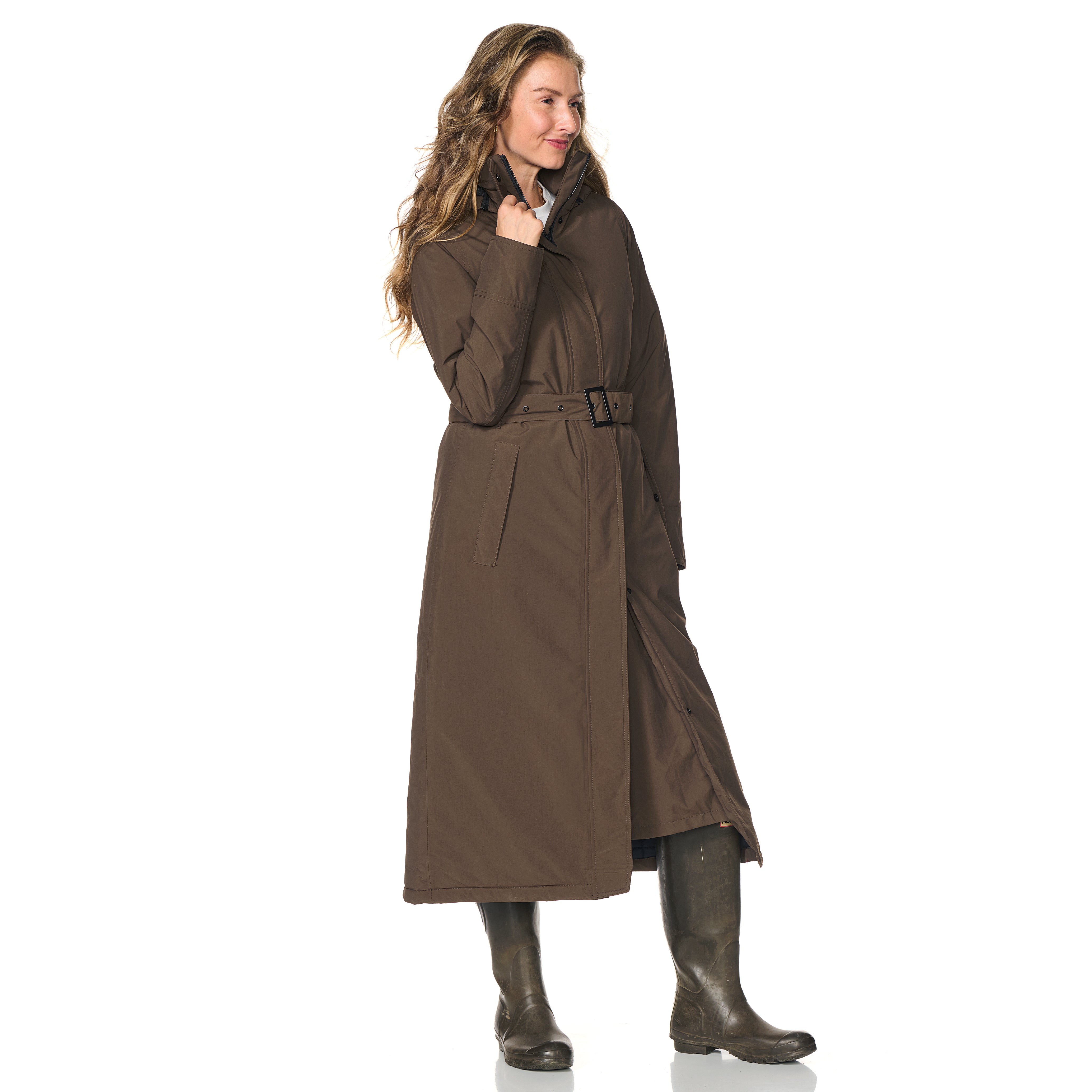 Happy Rainy Days Extra Lange Regenjas Gewatteerd Toronto Donkerbruin