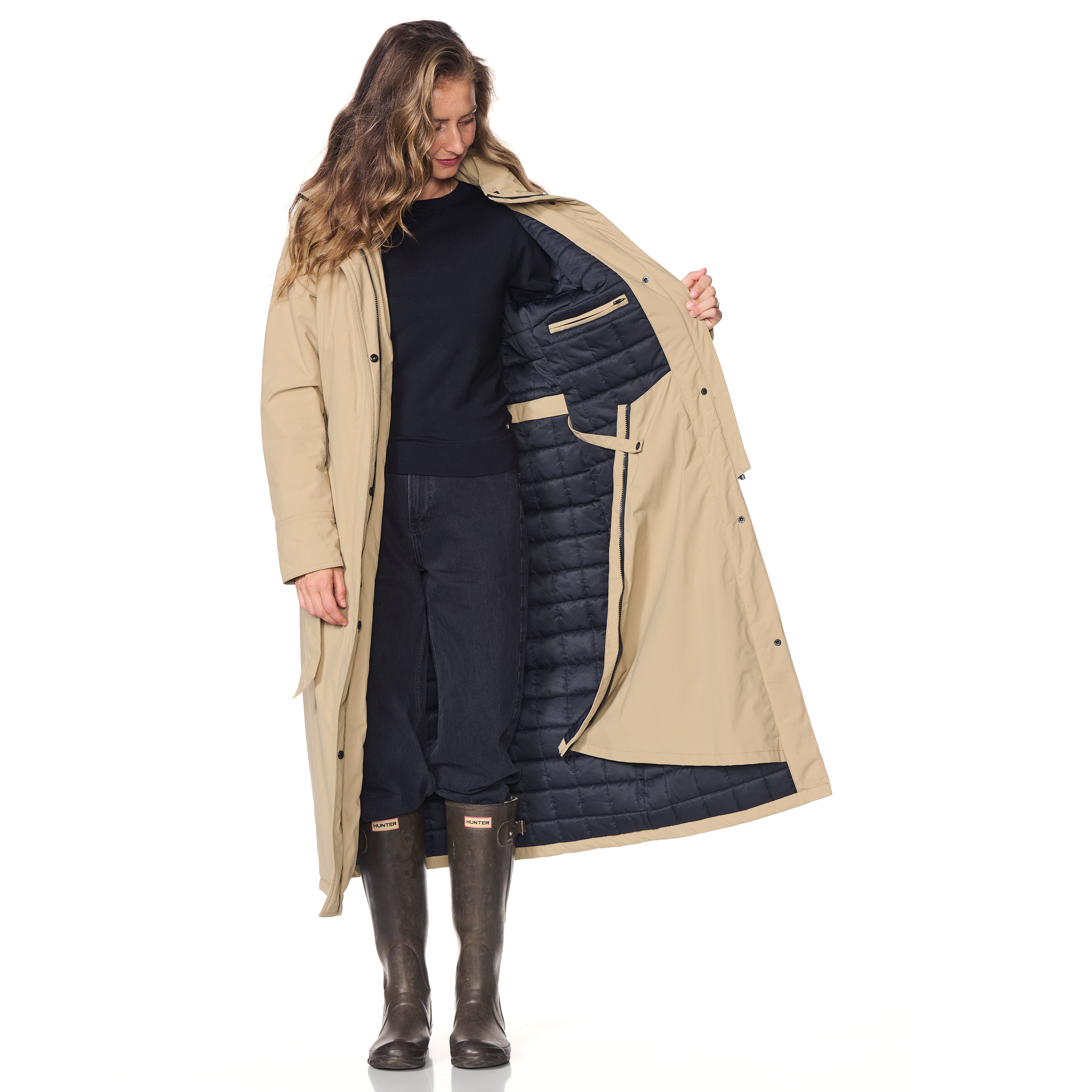 Happy Rainy Days Extra Long Raincoat Quilted Toronto Beige