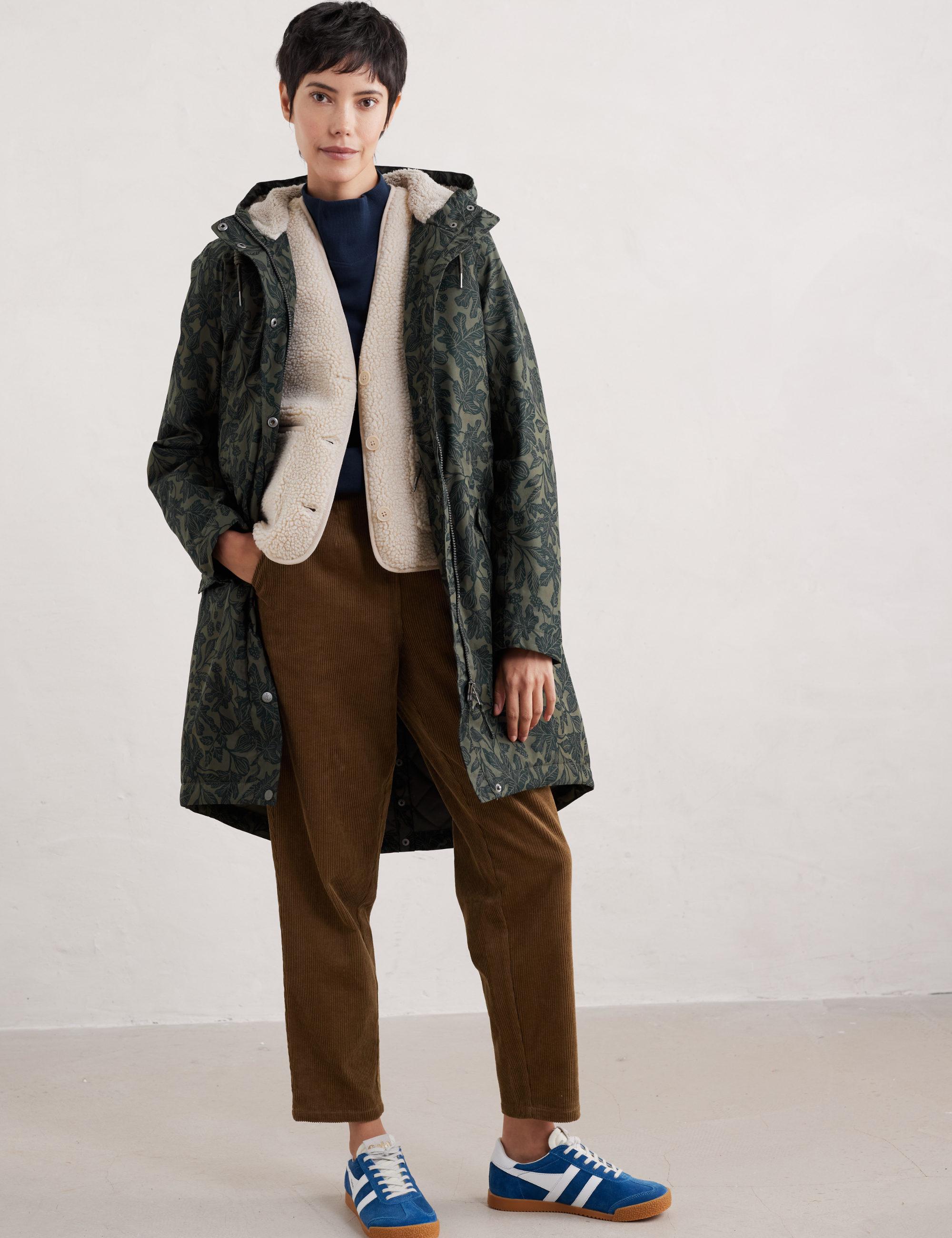 Seasalt Winter Parka Dames Plant Hunter Fig Tree Print