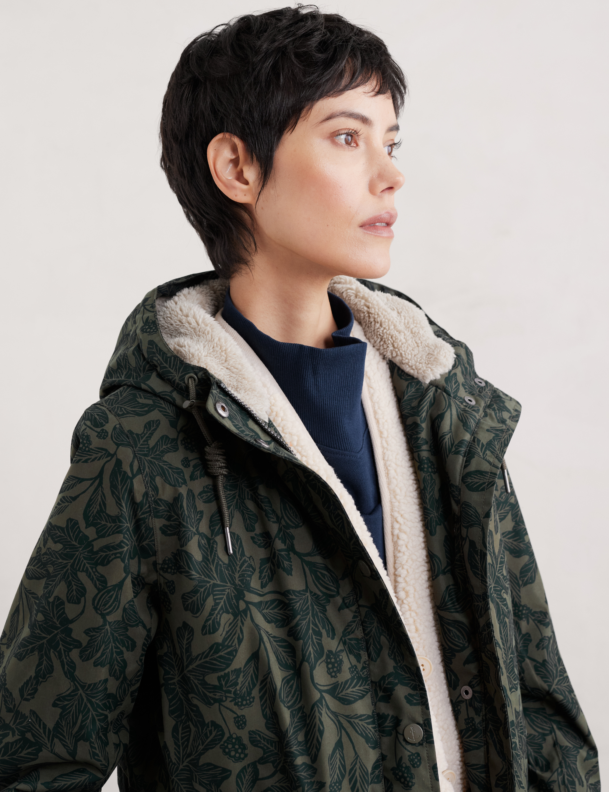 Seasalt Winter Parka Dames Plant Hunter Fig Tree Print