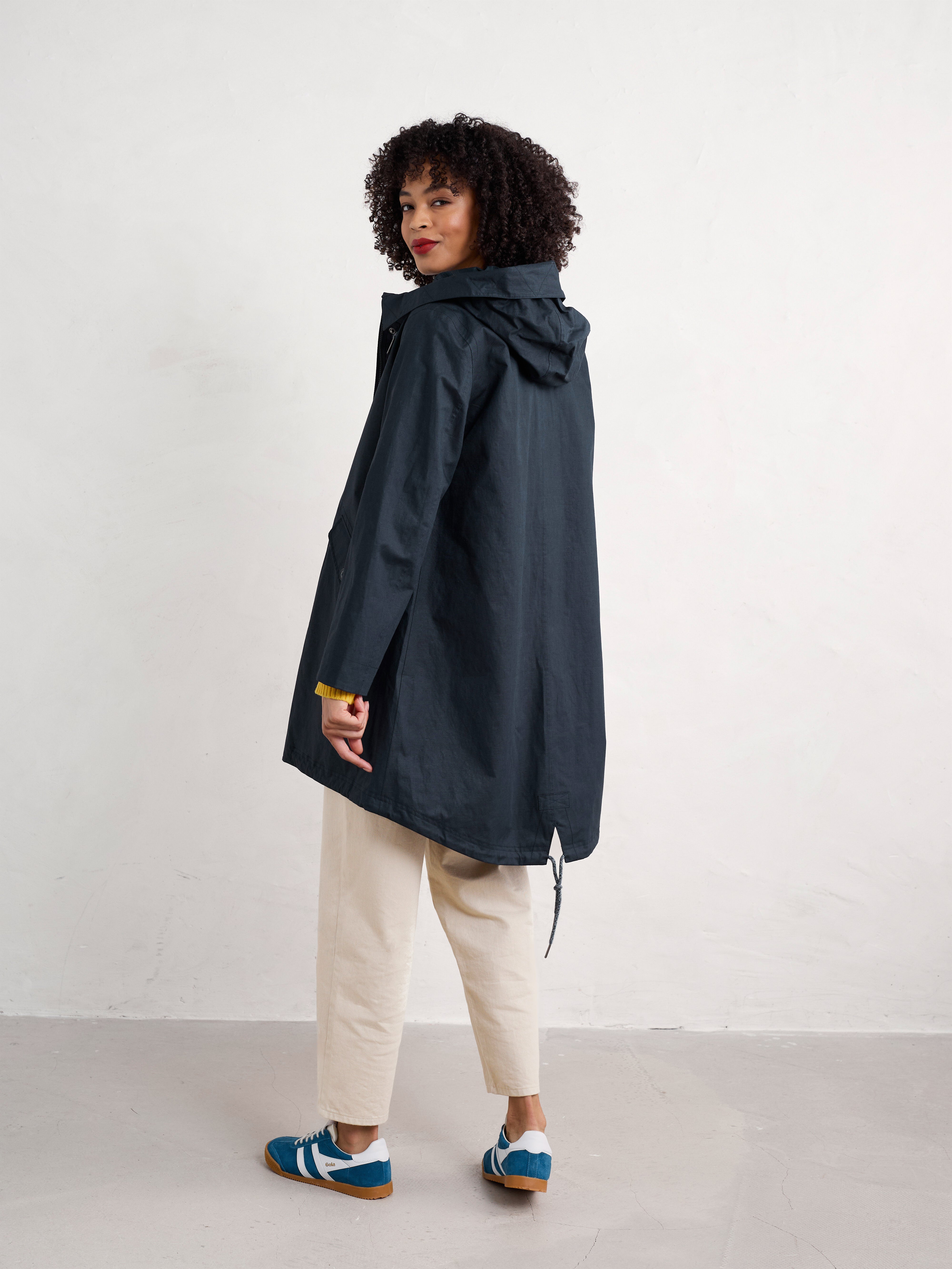 Seasalt Regenjas Dames Seafaring Coat Inkwell back