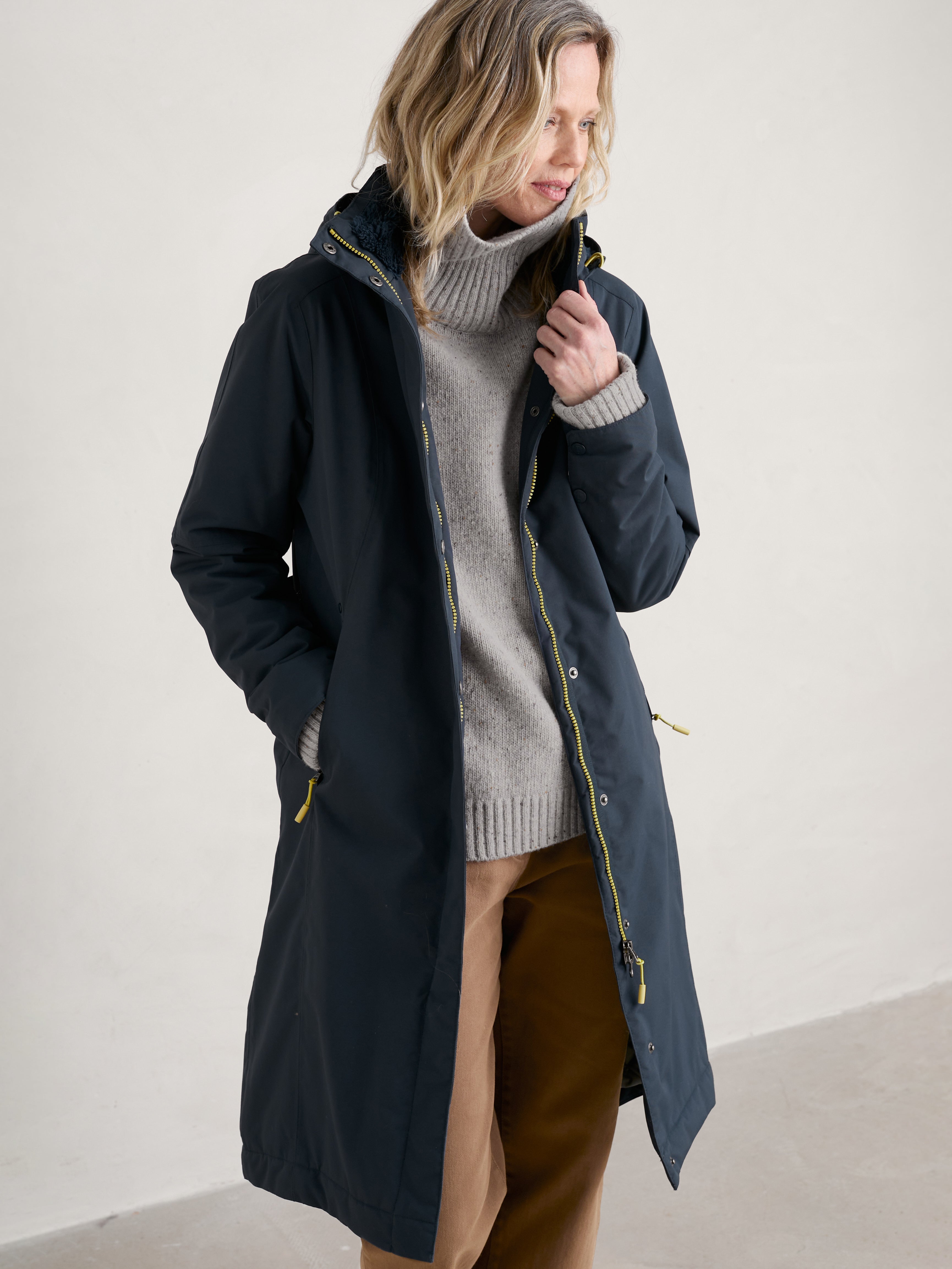 Seasalt Winter Parka Dames Janelle Donkerblauw/ Squid Ink open