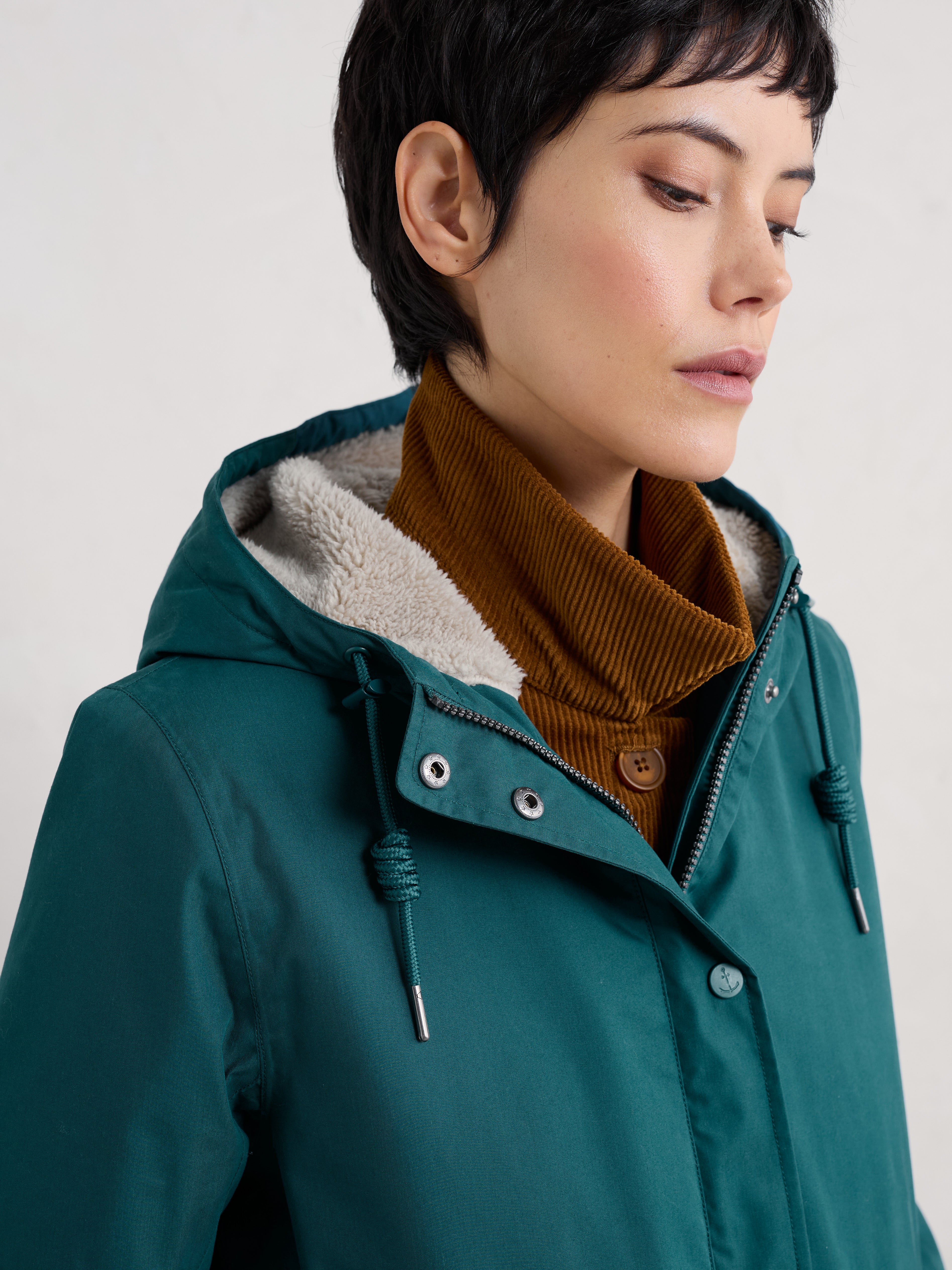 Seasalt Winter Parka Dames Plant Hunter Petrol/ Gust detail