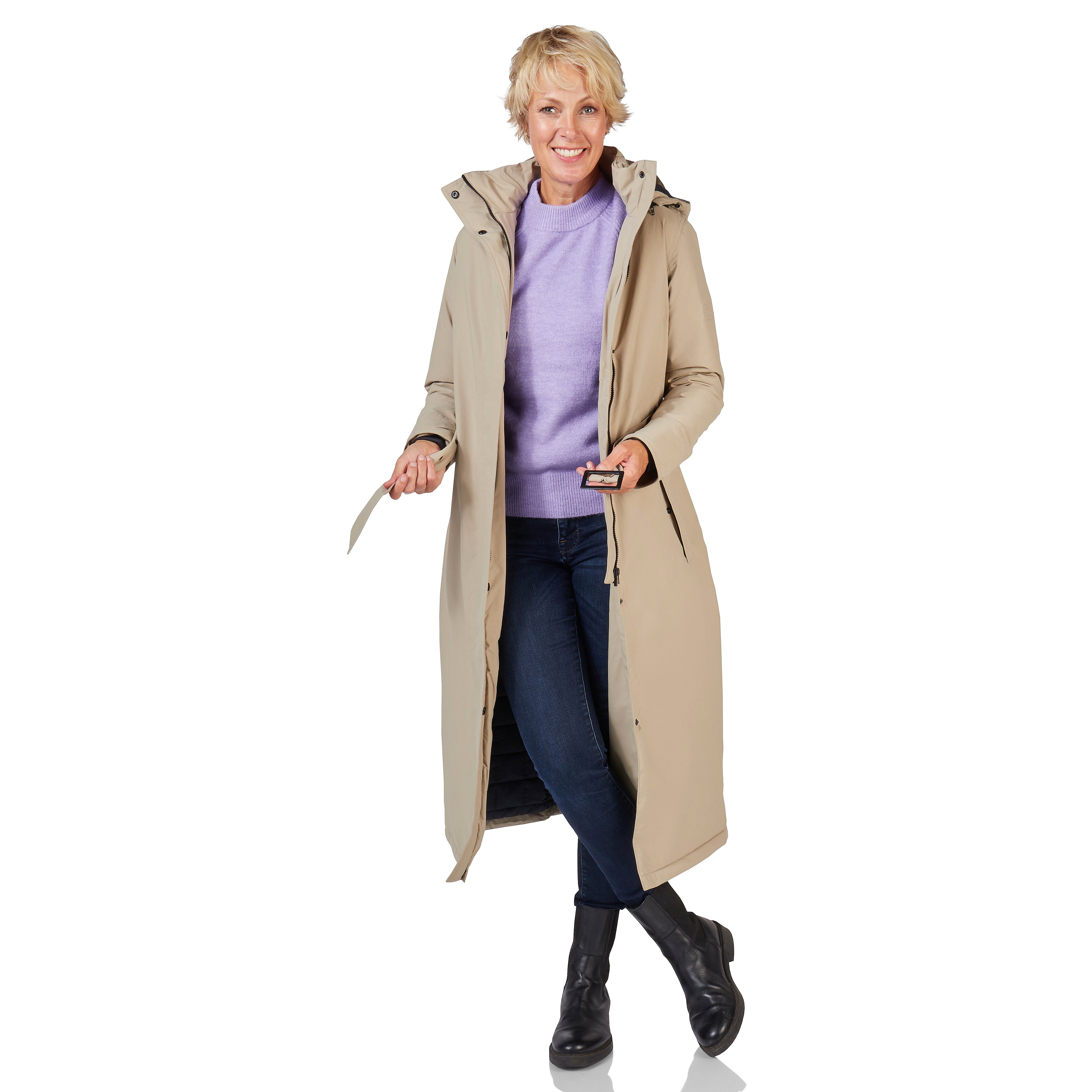 Happy Rainy Days Extra Long Raincoat Quilted Toronto Beige