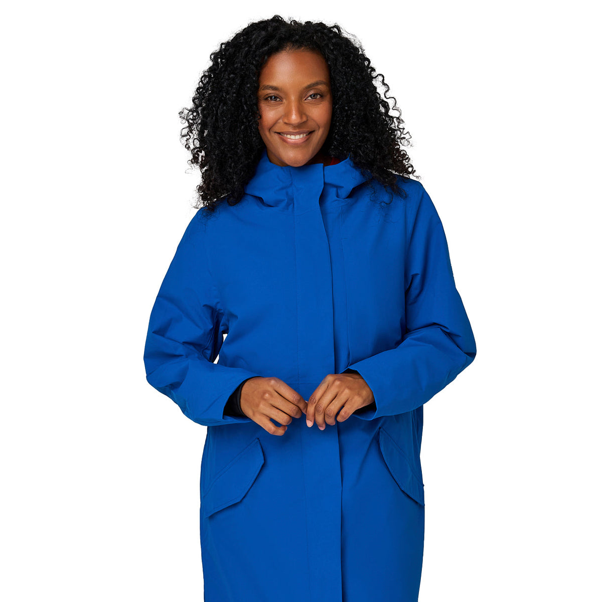 Happy Rainy Days Paris Kobalt blauwe lange regenjas voor dames