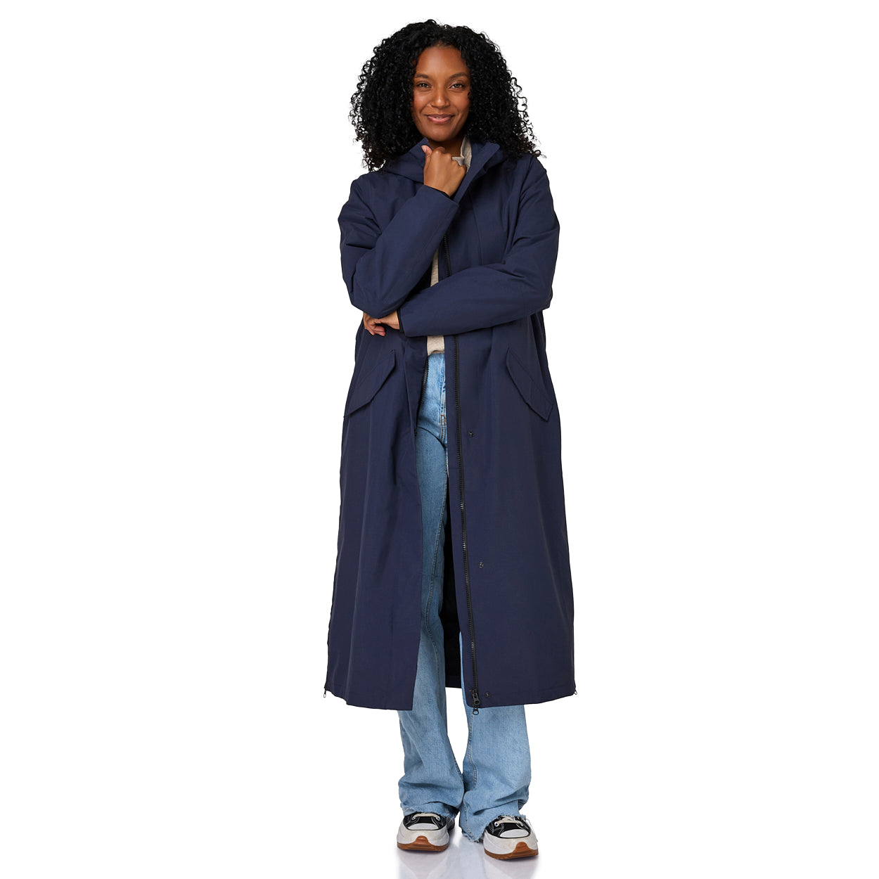 Happy Rainy Days Paris Navy lange regenjas voor dames