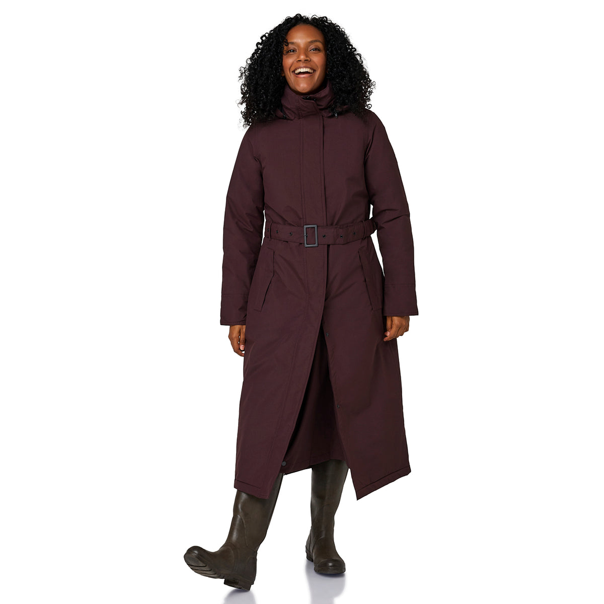 Happy Rainy Days Toronto Burgandy rood extra lange winterjas voor dames
