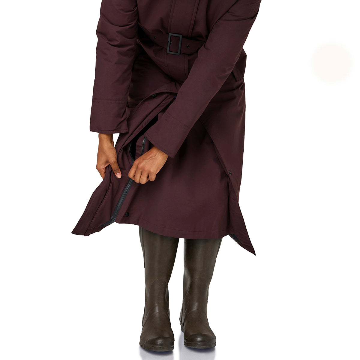 Happy Rainy Days Toronto Burgandy rood stijlvolle lange winterjas