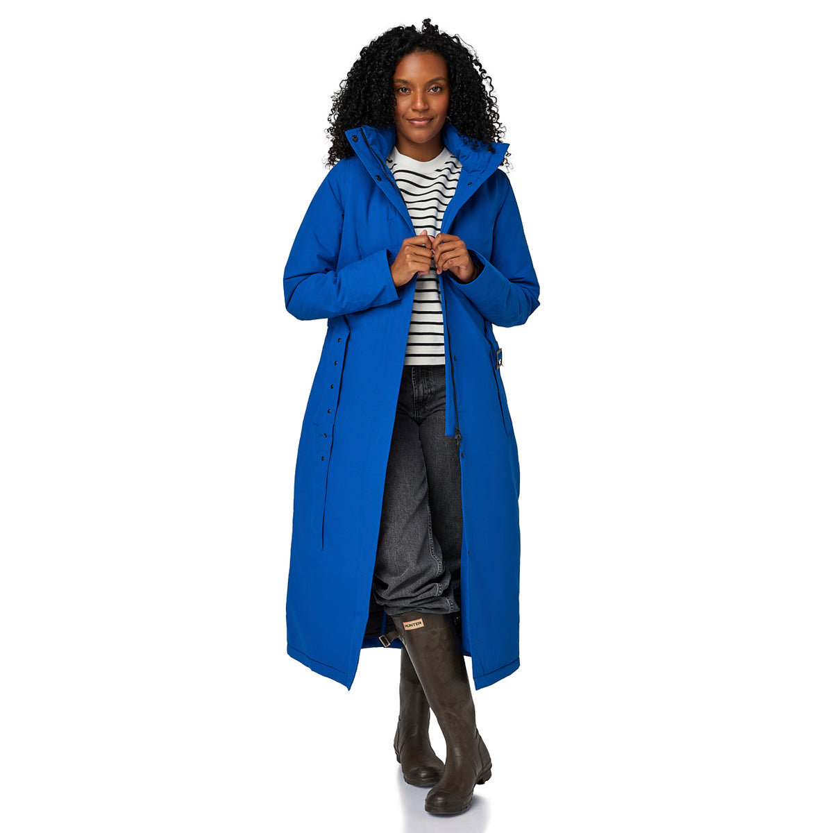 Happy Rainy Days Toronto Kobalt blauw stijlvolle lange winterjas