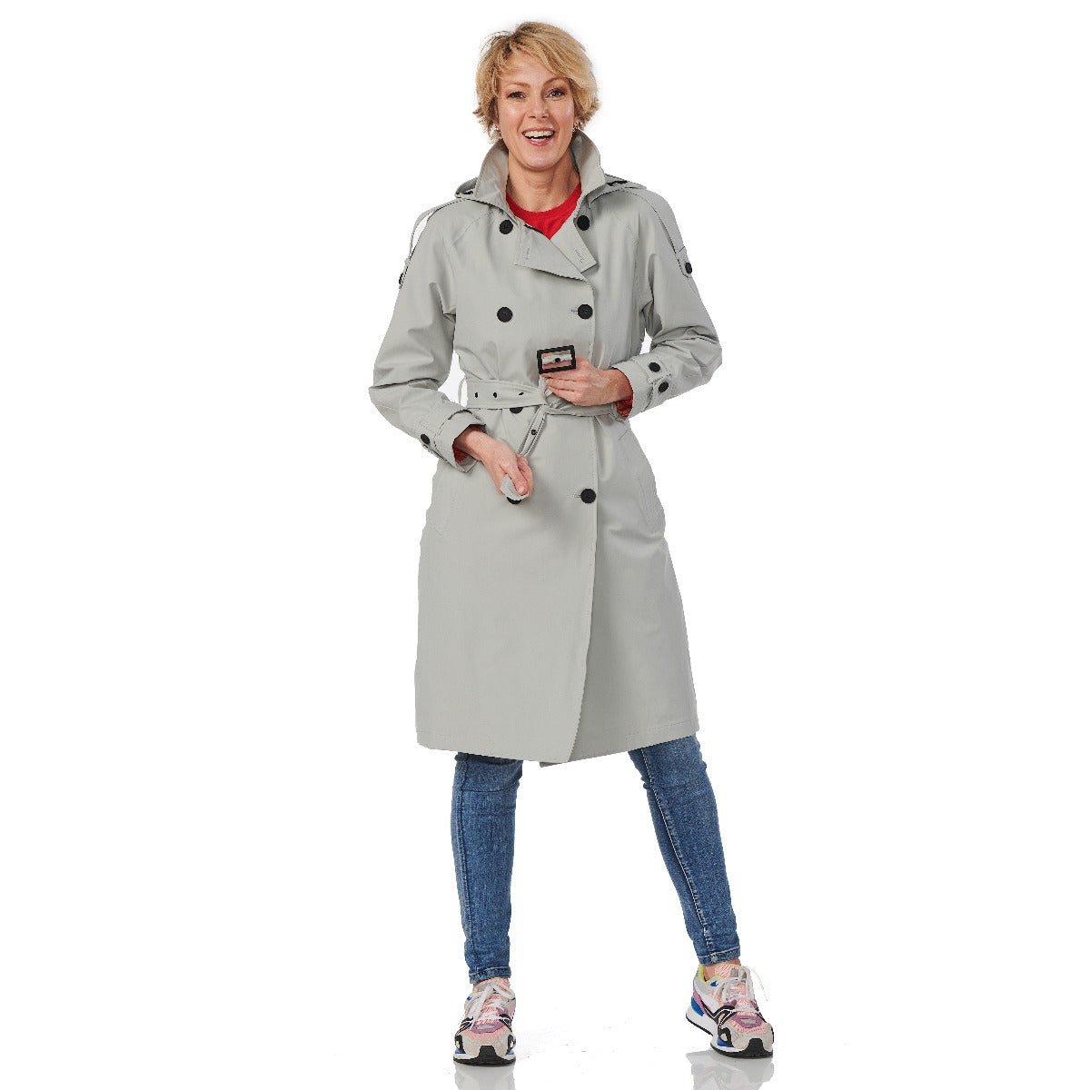 Happy Rainy Days Trench Coat Long Zipper Ladies Brooklyn Chalk