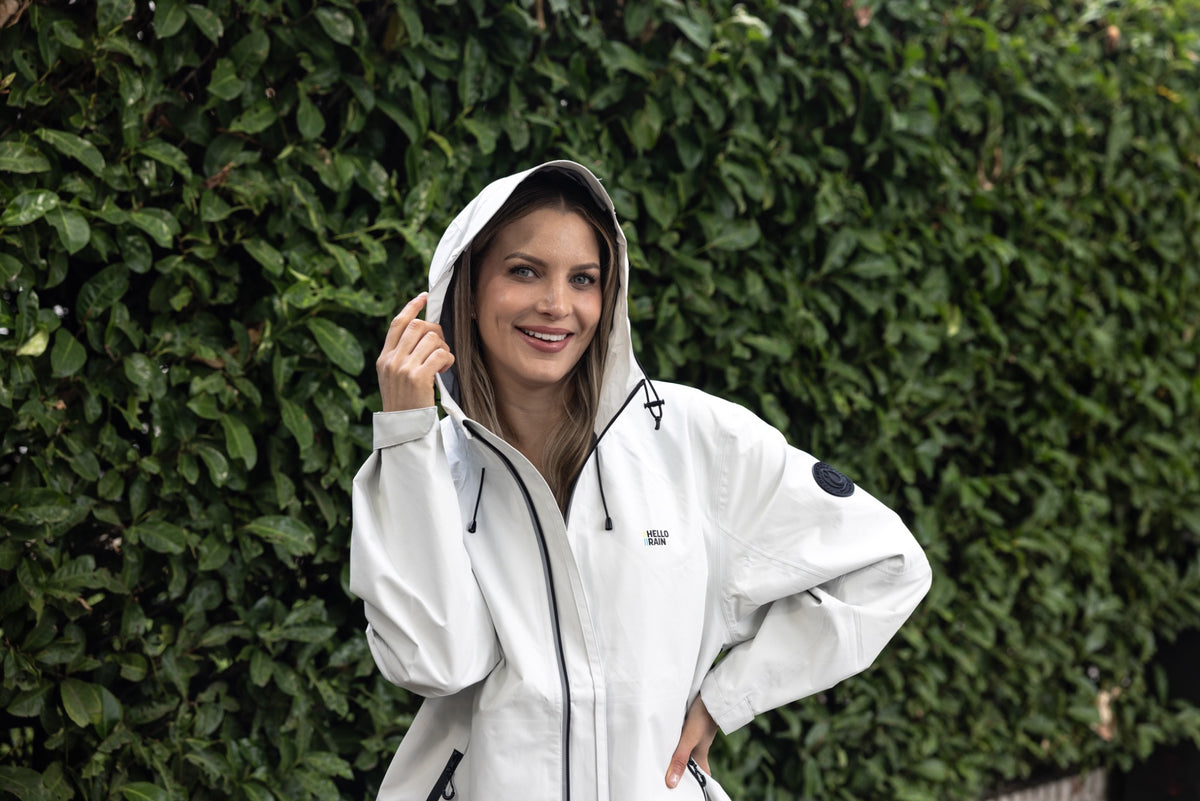 Hello Rain Premium 20K regenjas off-white – verstelbare capuchon