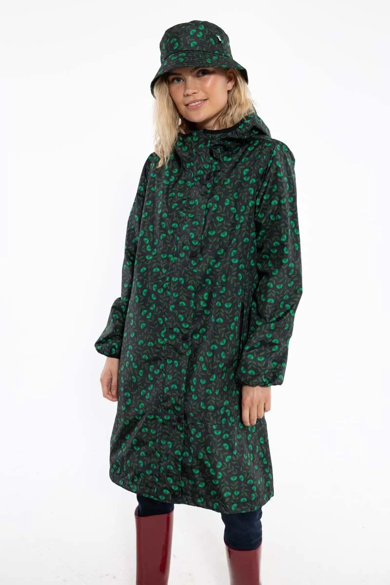 Danefae Edith Raincoat Women Black/khaki Fleuri