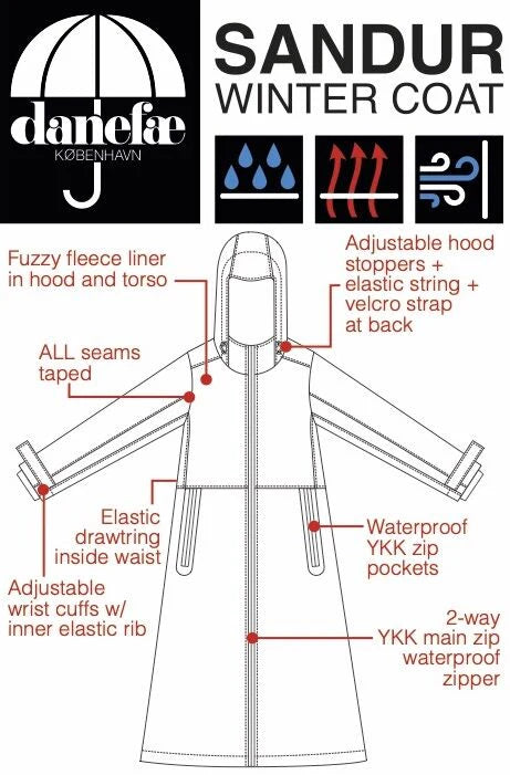 Danefae Premium Winter Regenjas Dames Danesandur Zwart