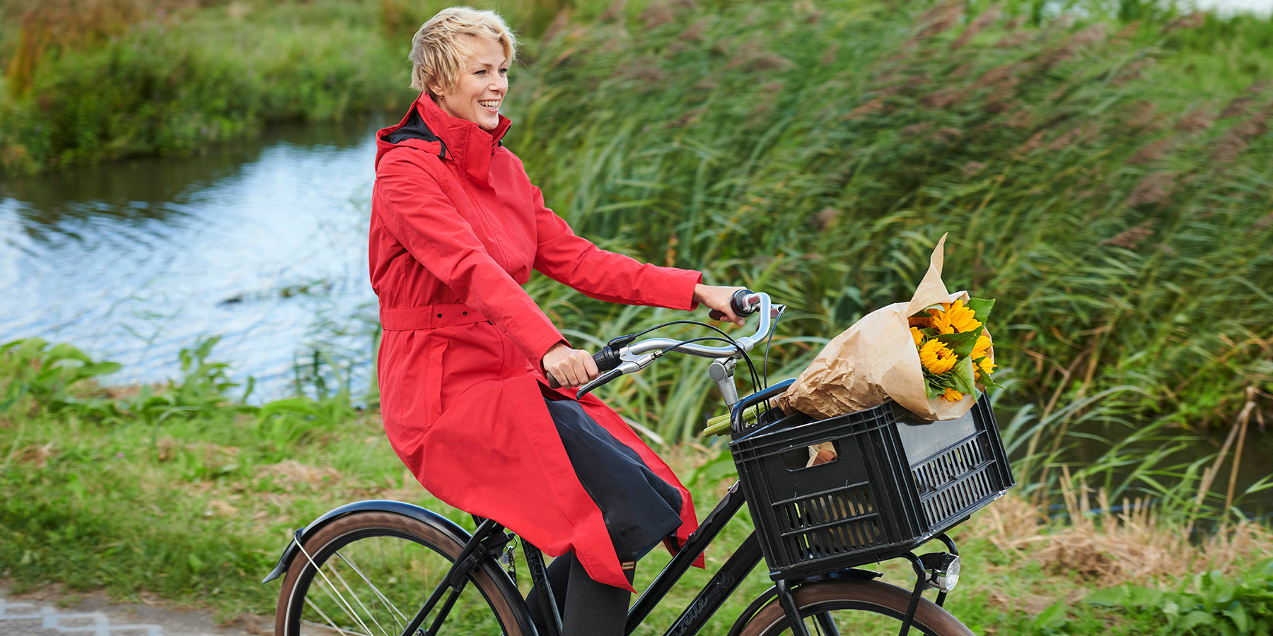 Droog op de Fiets: Lange Regenjas met Tussenstuk