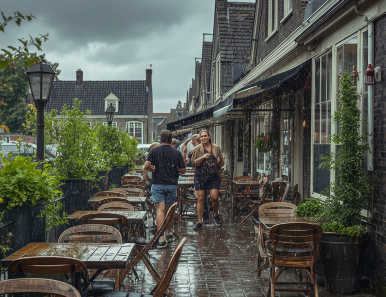Hevige zomerse regenbui in Nederland