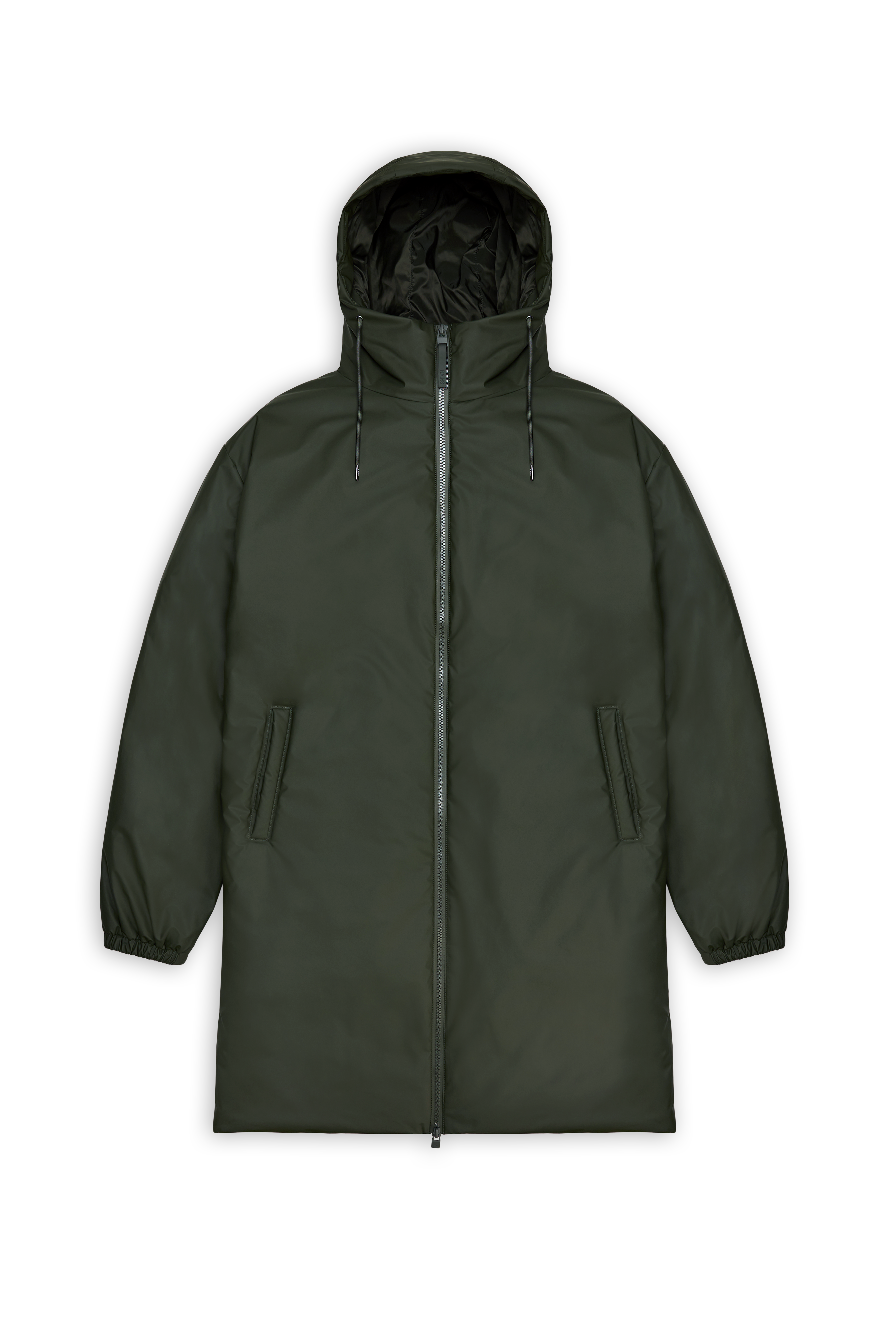 RAINS Lohja LONGER insulated Curve Jacket W3T2 Green najaar/Winter