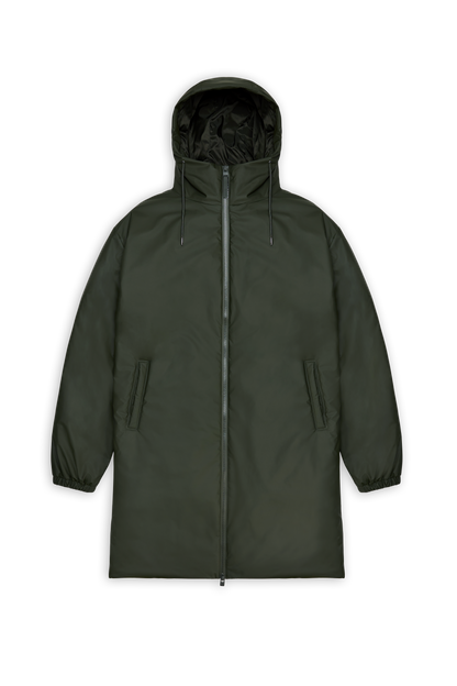 RAINS Lohja LONGER insulated Curve Jacket W3T2 Green najaar/Winter