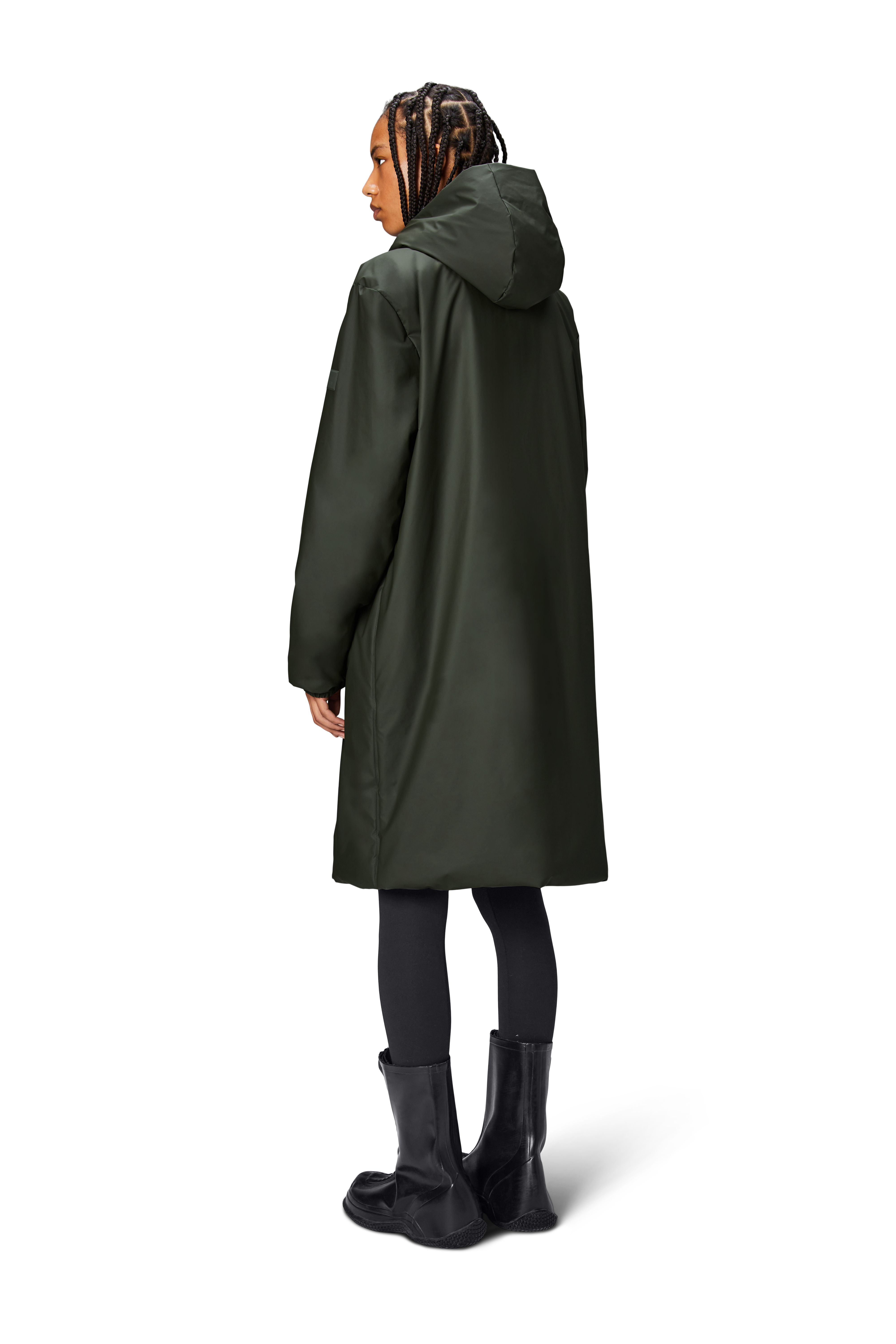 RAINS Lohja LONGER insulated Curve Jacket W3T2 Green najaar/Winter