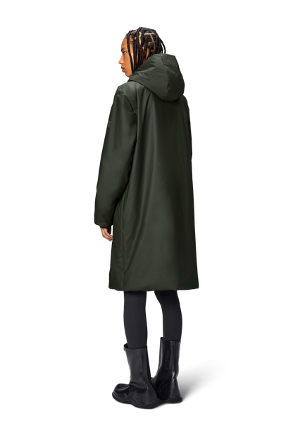 RAINS Lohja LONGER insulated Curve Jacket W3T2 Green najaar/Winter