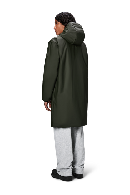 RAINS Lohja LONGER insulated Curve Jacket W3T2 Green najaar/Winter