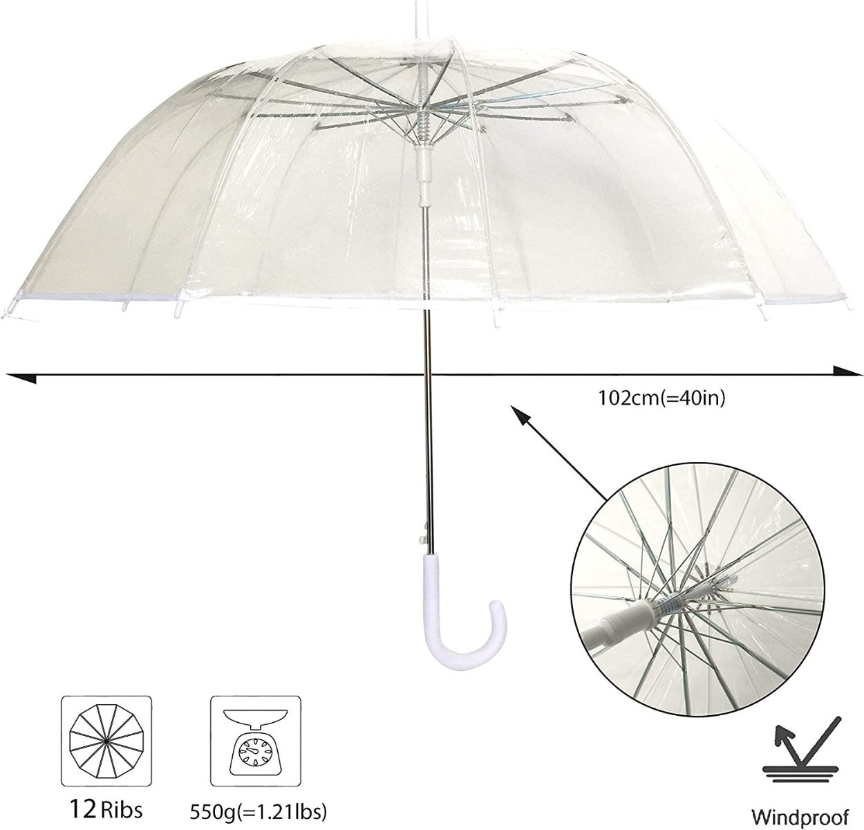 Transparent Umbrella - white