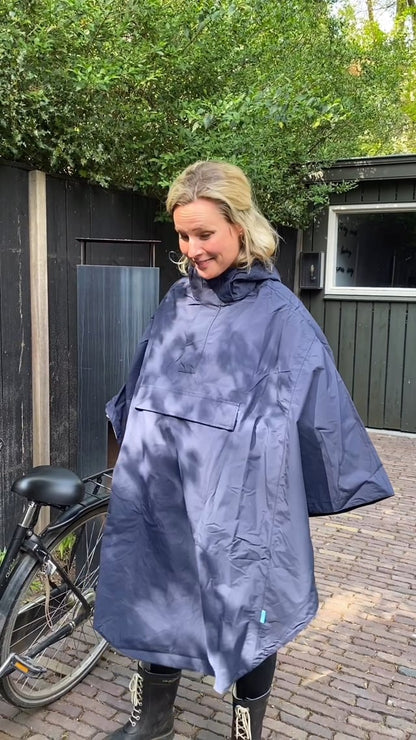 Happy Rainy Days Bikecape Reflectie Madonna Donkerblauw