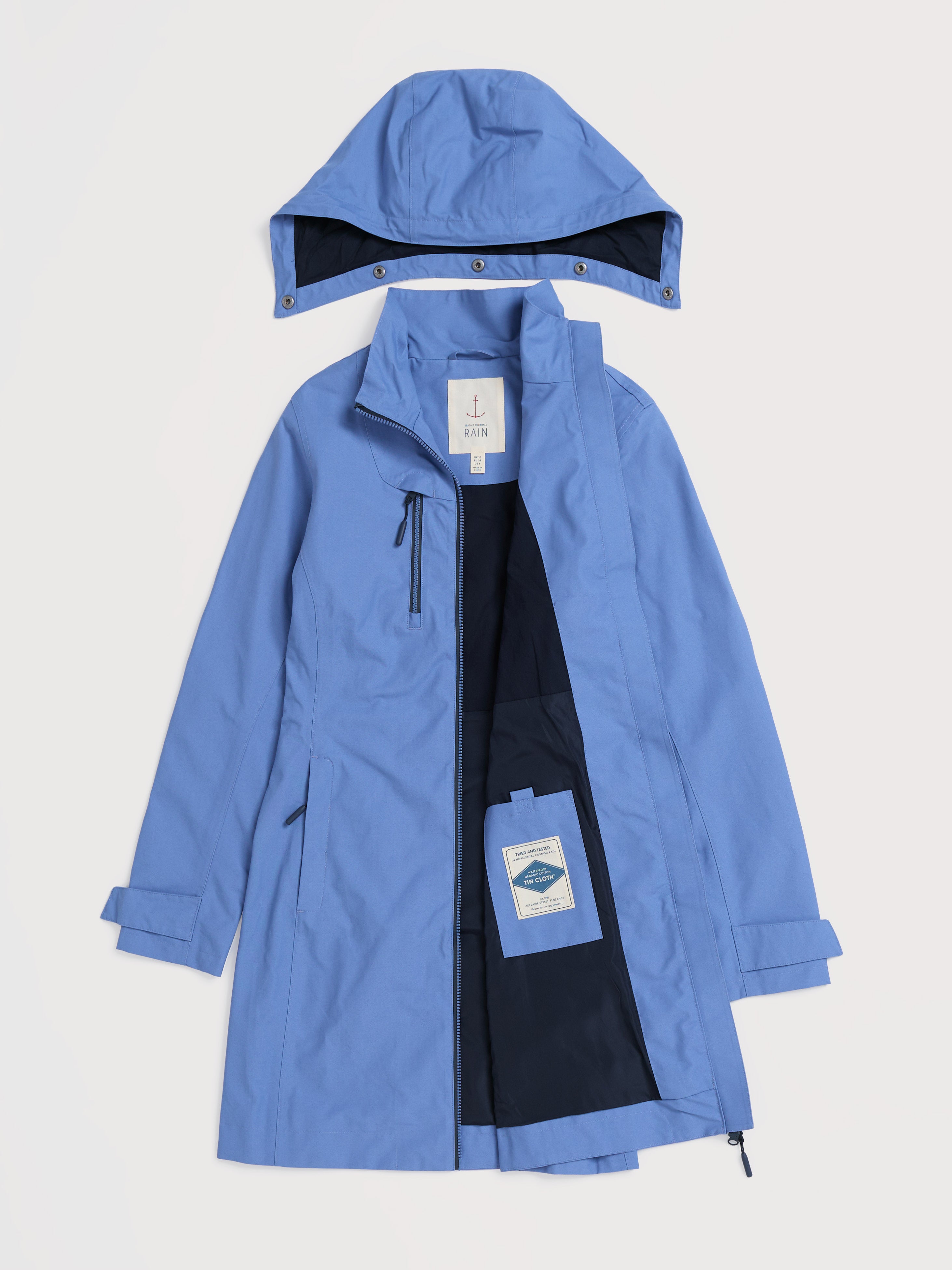 Seasalt Raincoat Ladies Coverack Coat Bluebell