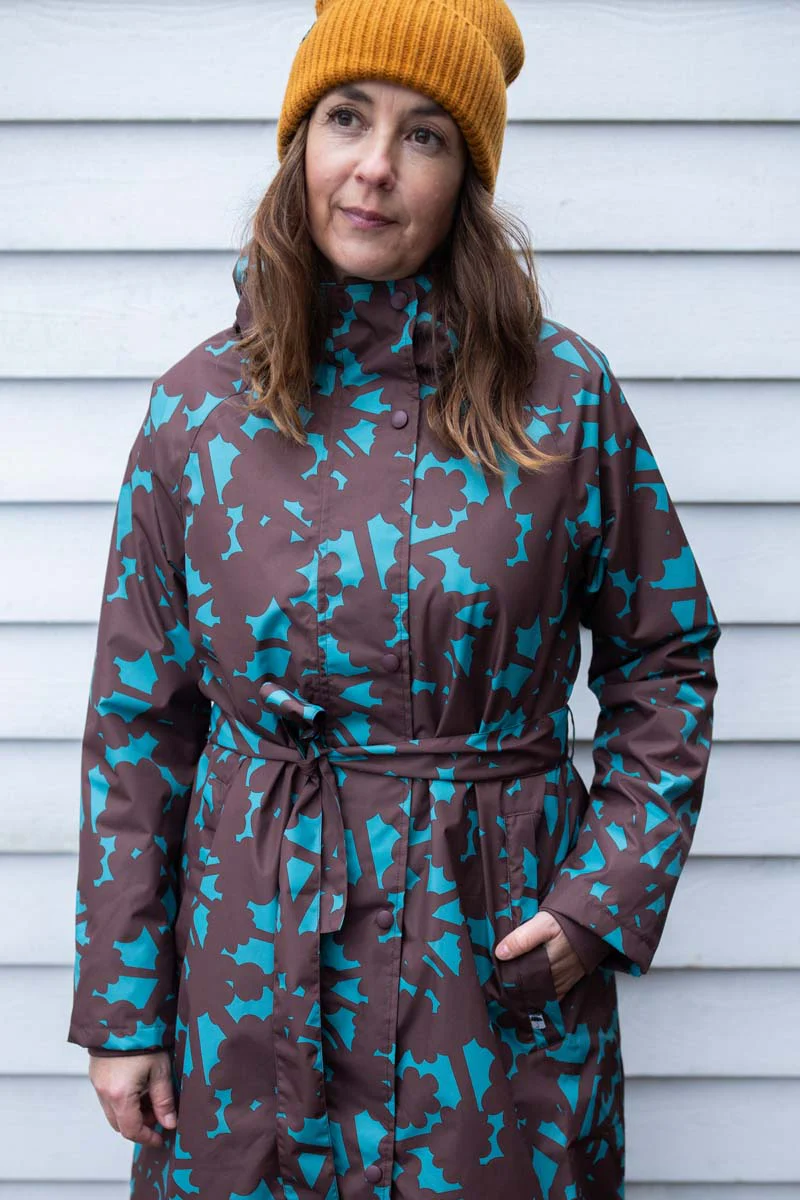 Danefæ Danelisabeth regentrenchcoat - Blue Grey Bramble voorzijde