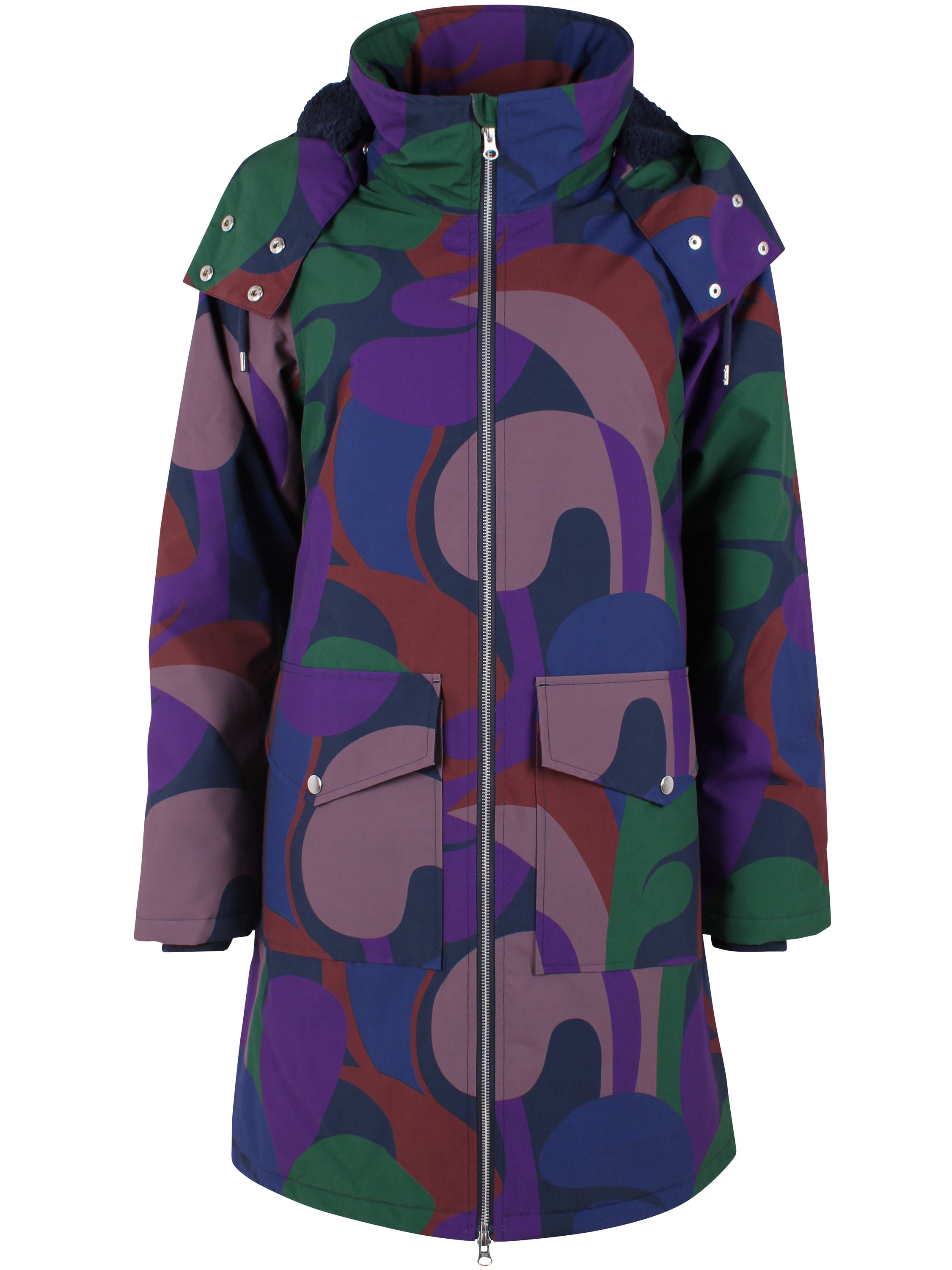 Danefae_Regenjas_Dames_Daneturell_Grey_Plum_Trops front