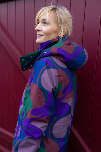 Danefae Regenjas Dames Daneturell Grey Plum Trops zijzijde