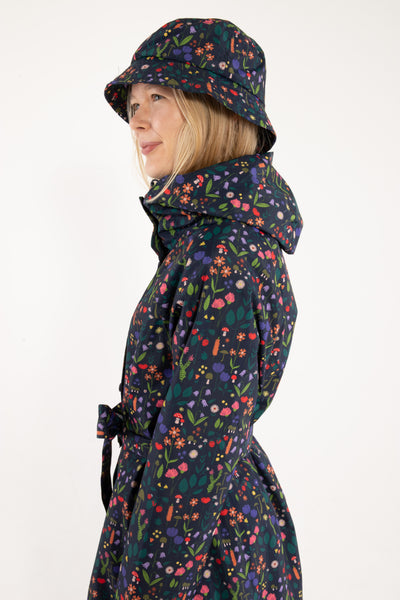 Danefae Regenjas Dames Elisabeth Navy Botanical zijkant1