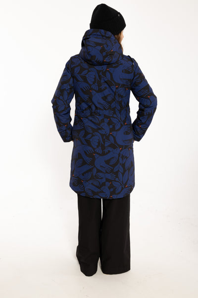 Danefae Winter Regenparka Dames Danenora Black/ Deep Blue Birdieup achterkant