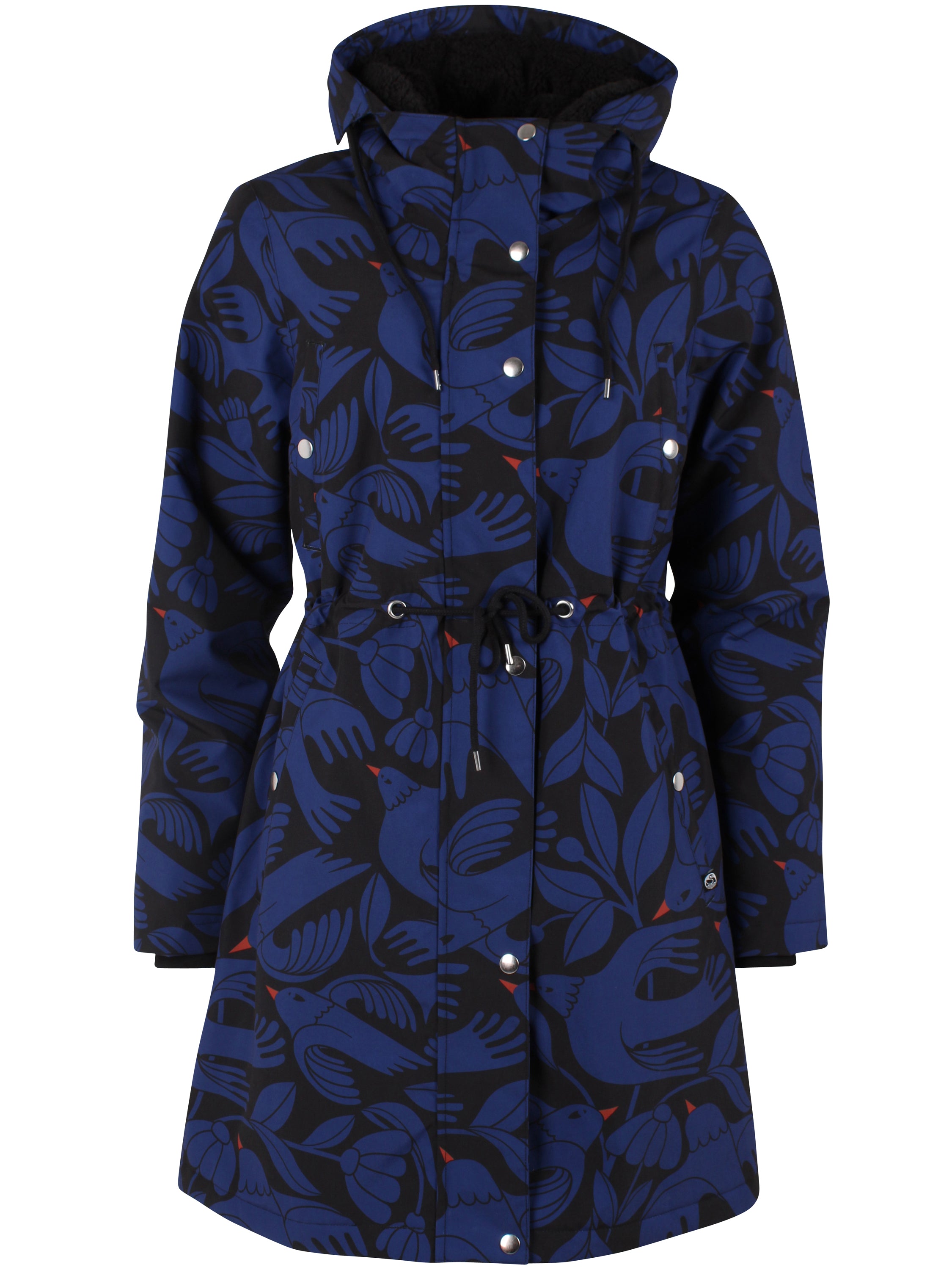 Danefae Winter Regenparka Dames Danenora Black/ Deep Blue Birdieup front