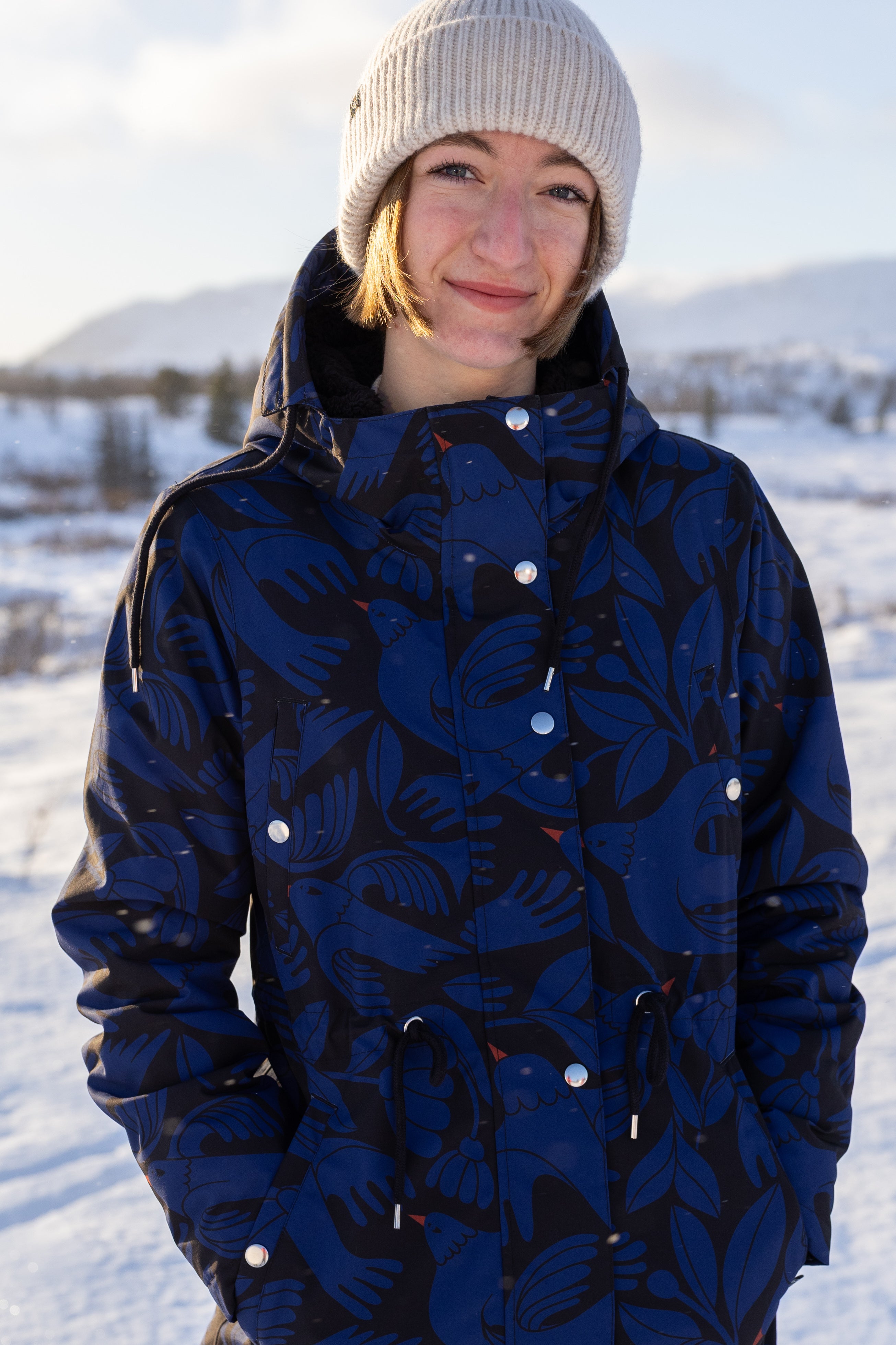 Danefae Winter Regenparka Dames Danenora Black/ Deep Blue Birdieup winter2