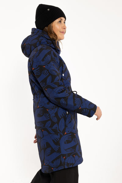 Danefae Winter Regenparka Dames Danenora Black/ Deep Blue Birdieup zijkant